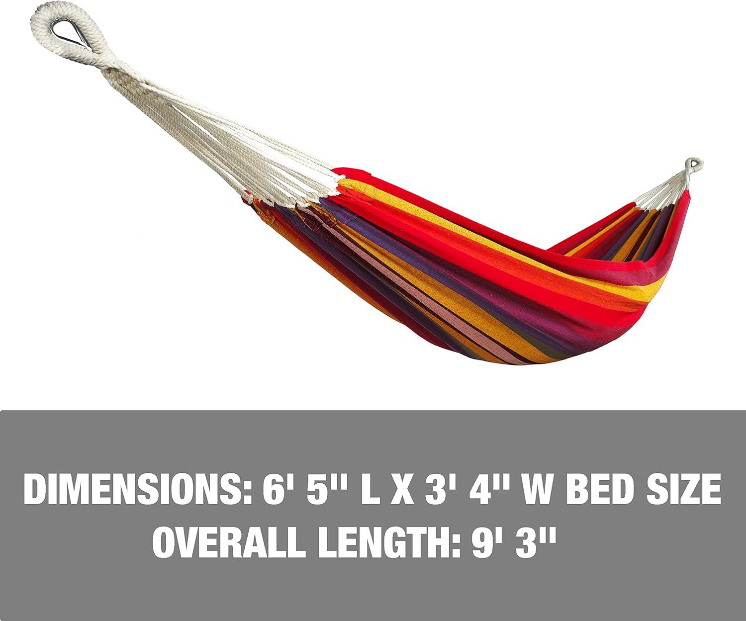 Bliss Hammocks Hammock in a Bag W/ Hanging Hardware, 40-in. Wide, 220 lb. Capacity, Tequila Sunrise Stripe