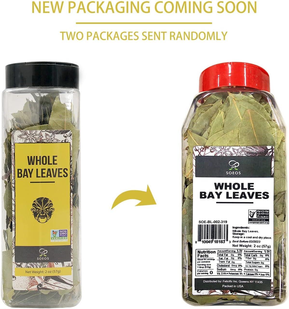 Soeos Whole Bay Leaves 2oz, Dried Laurel, Non-GMO Verified, Herb for Marinades, Stews and Soups