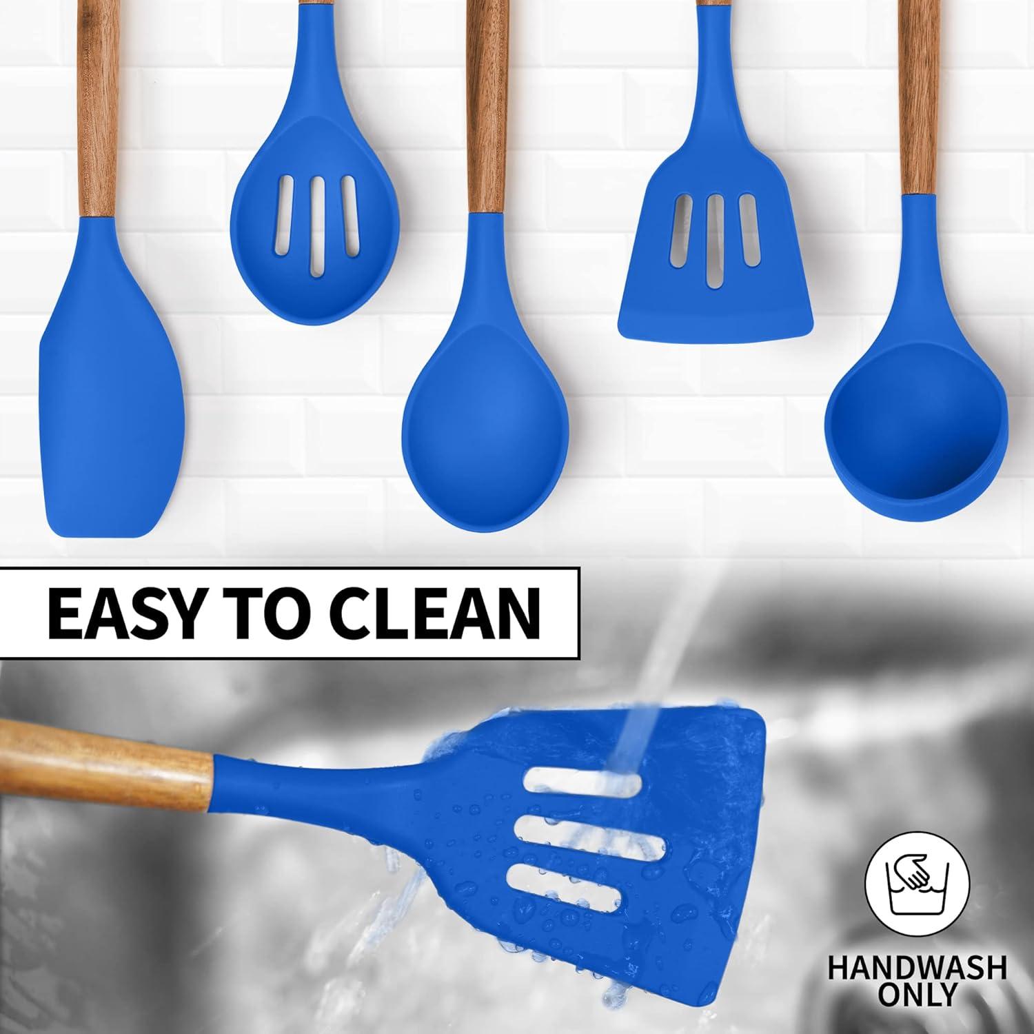 Zulay Kitchen Zulay Kitchen 5 Piece Silicone Utensils Set With Authentic Acacia Wood Handles