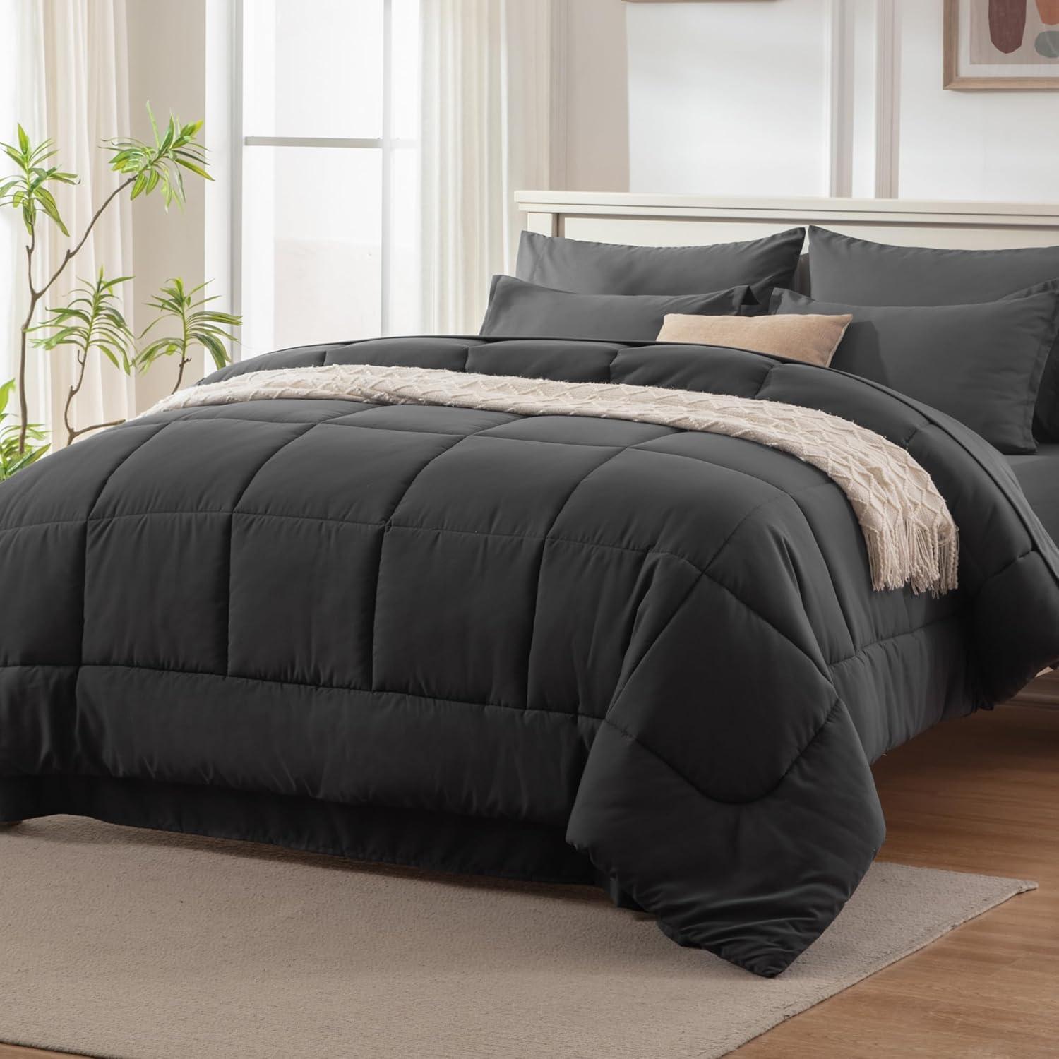 Dark Grey King Size Microfiber Bed in a Bag Set