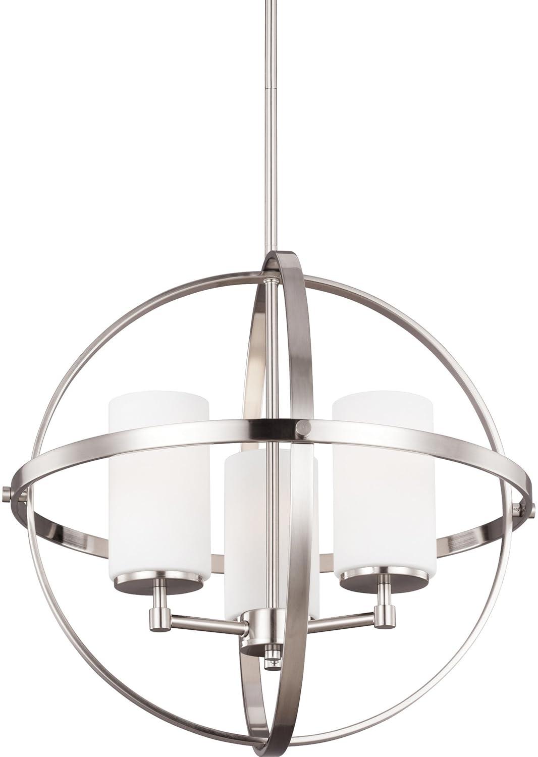 Alturas Brushed Nickel 3-Light Chandelier with Etched Glass