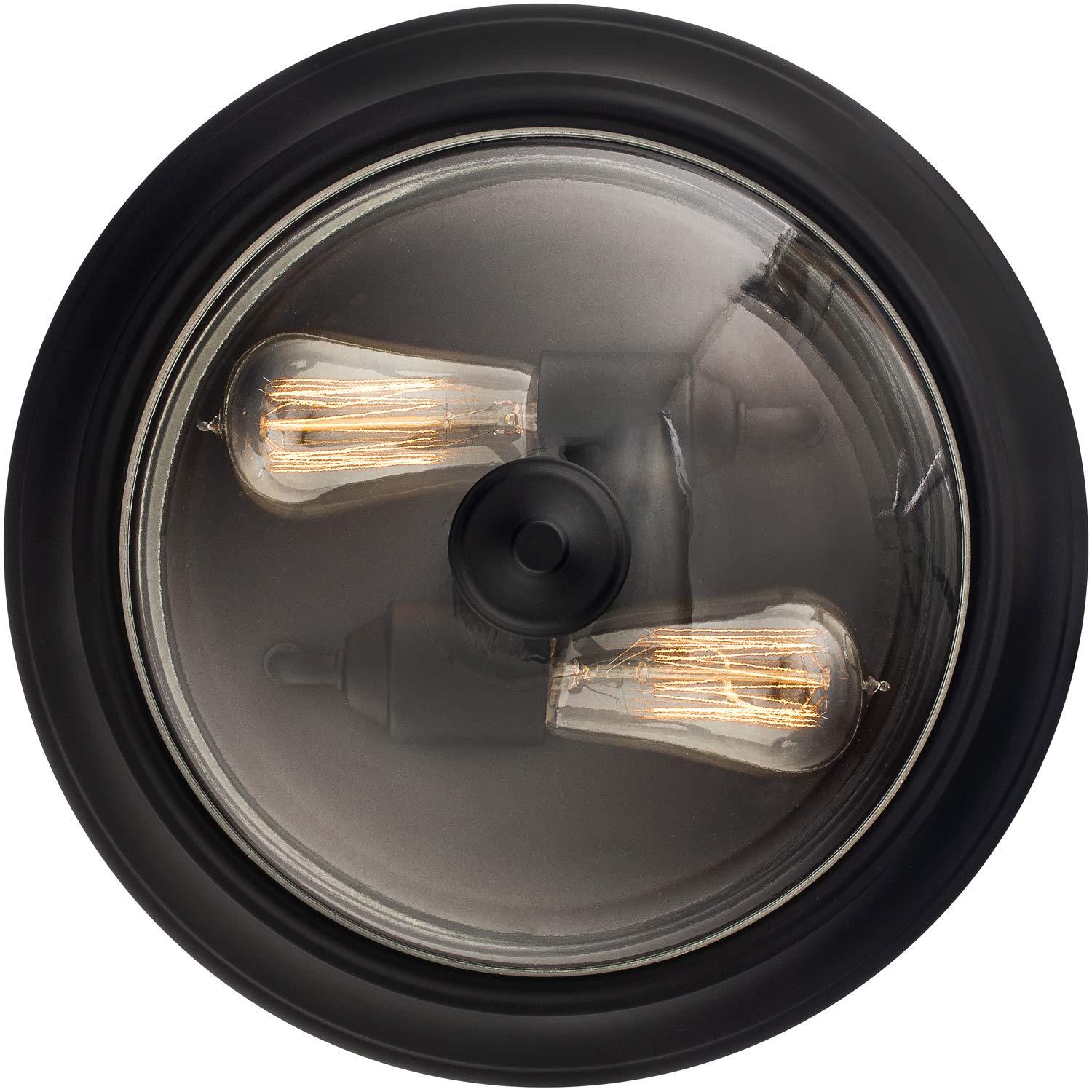 14.25" Clear Glass and Bronze Drum LED Ceiling Light