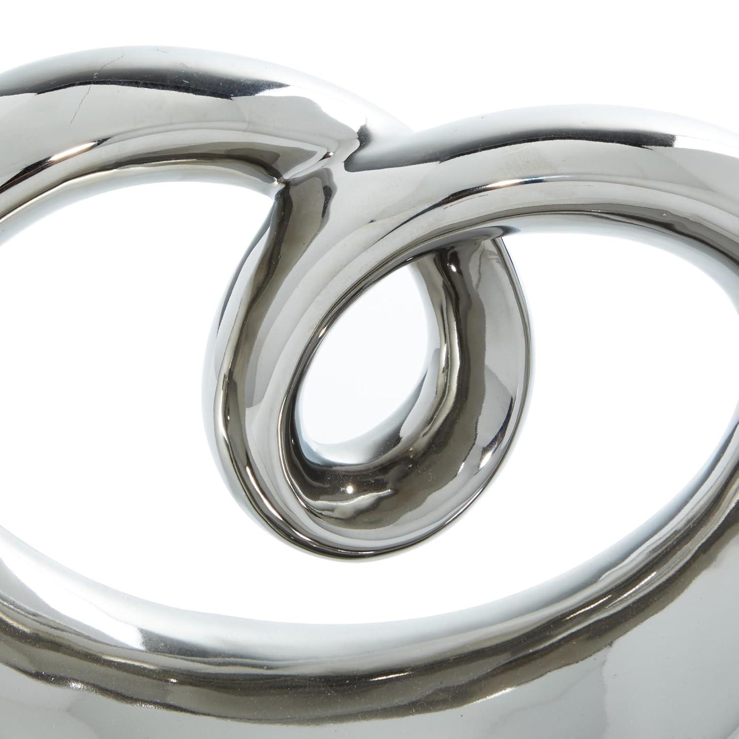 Wrought Studio™ Allye Ceramic Swirl Abstract Decorative Silver Sculpture with Black Base