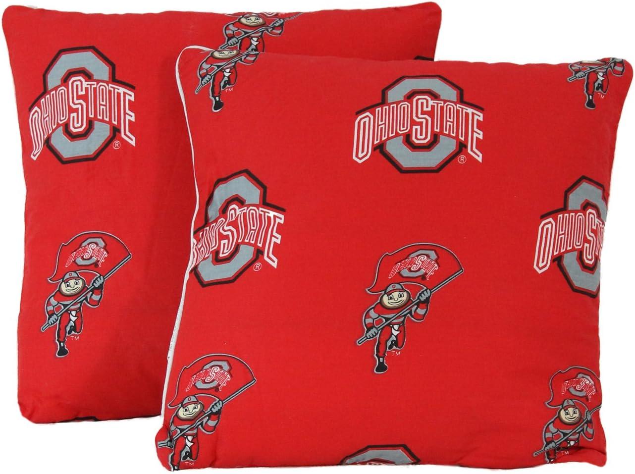 College Covers Pair Decorative Pillow, 2 Count (Pack of 1), Ohio State Buckeyes