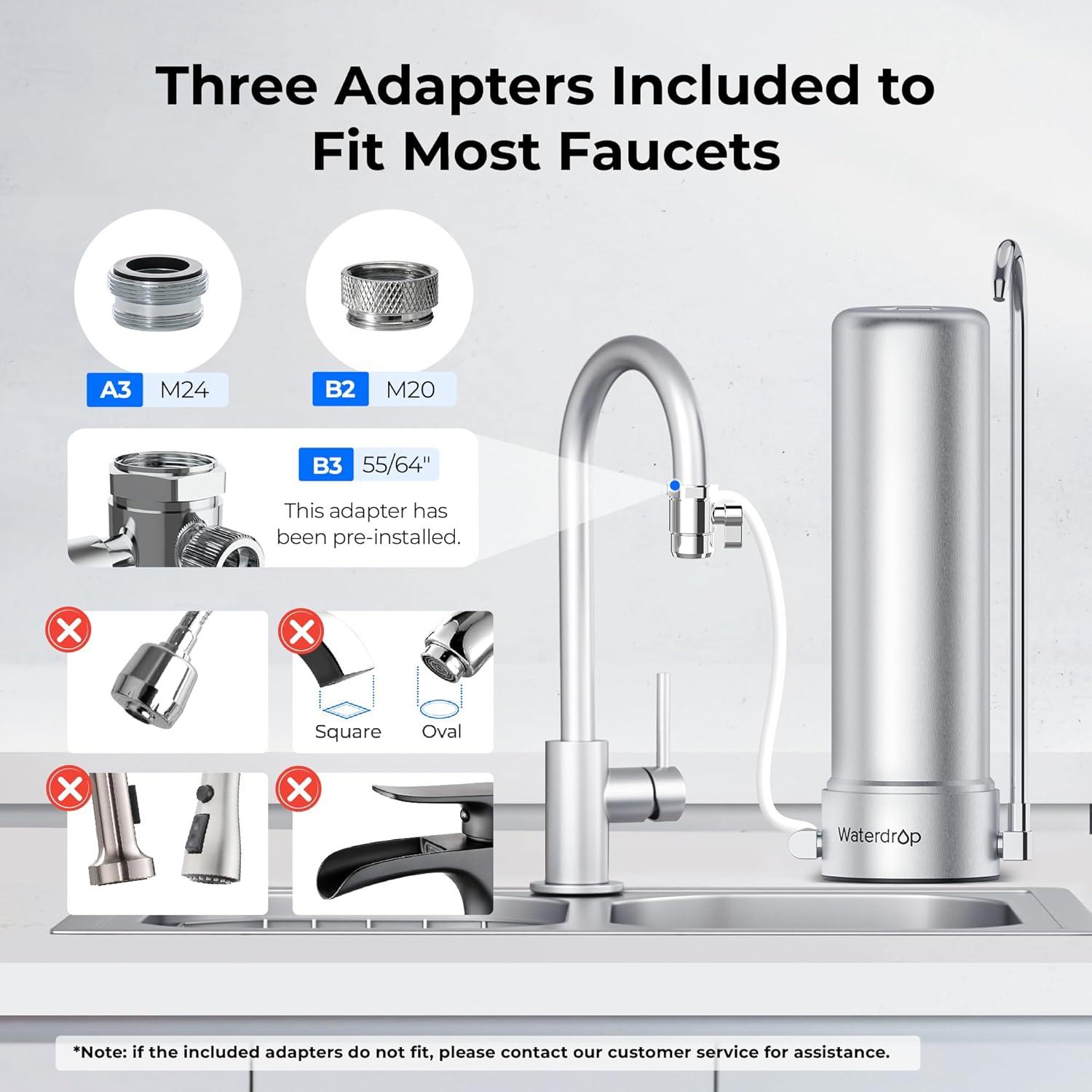 Stainless Steel Countertop Filter System, Faucet Water Filter