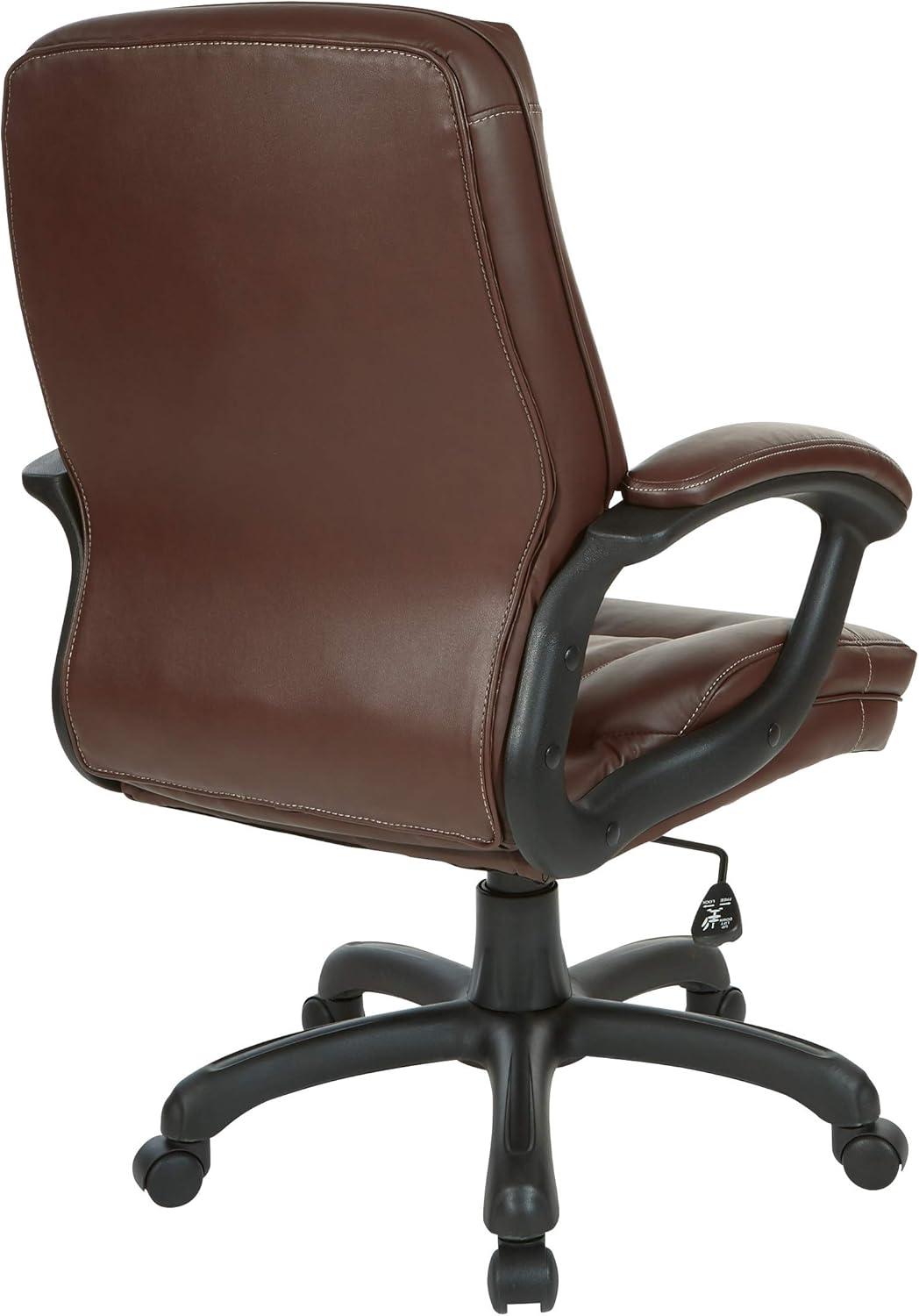 Executive Mid Back Chocolate Faux Leather Chair with Contrast Stitching