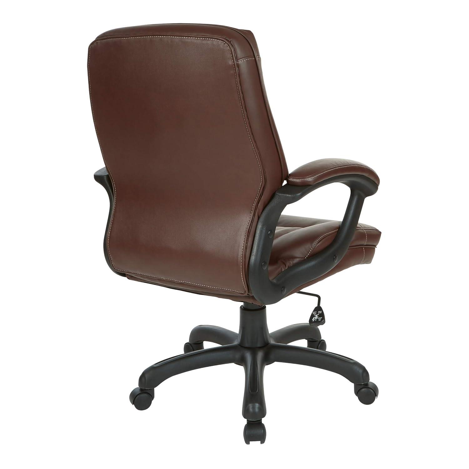 Executive Mid Back Chocolate Faux Leather Chair with Contrast Stitching