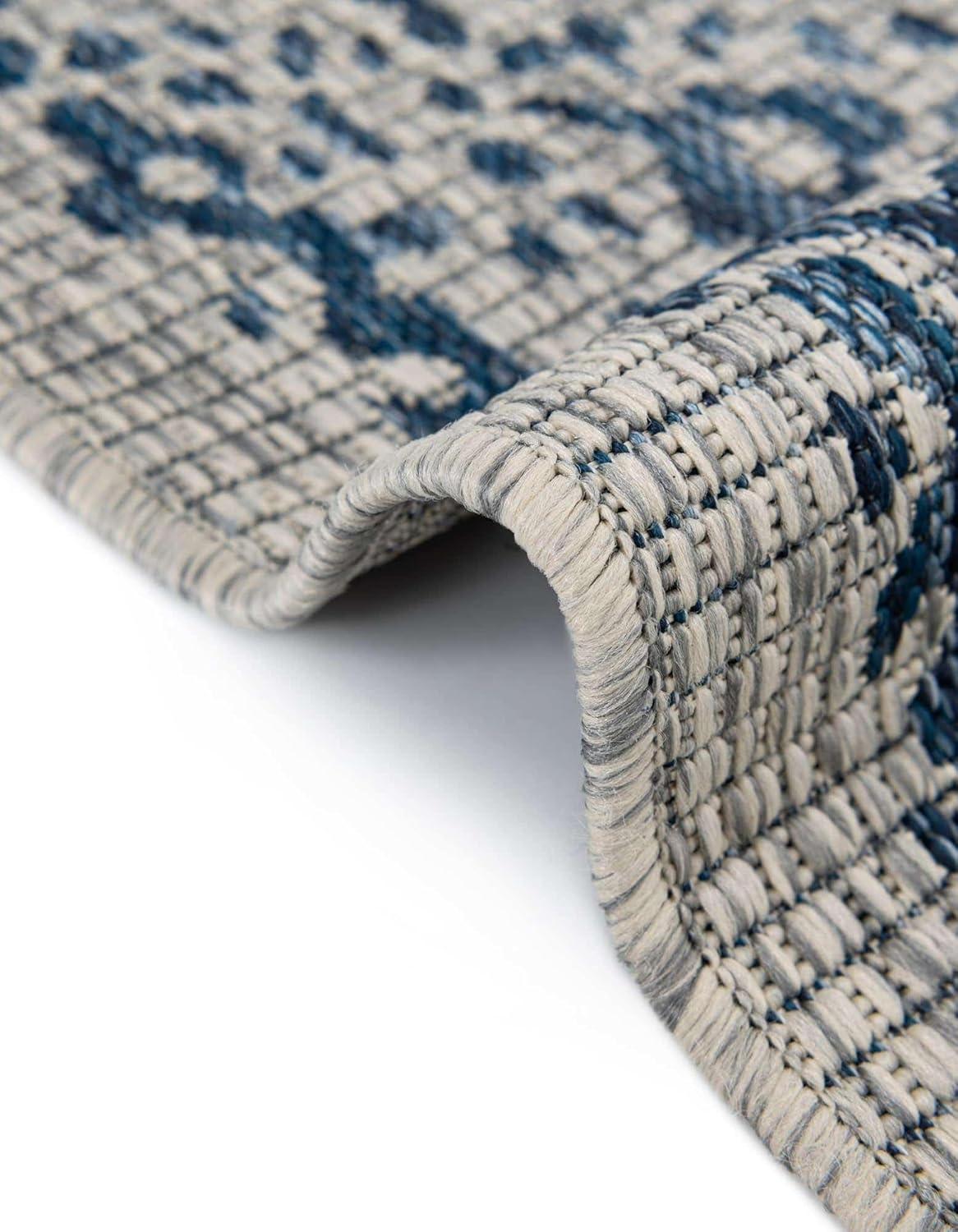 Unique Loom 5' 3 x 5' 3 Square Indoor/Outdoor Traditional Blue Area Rug