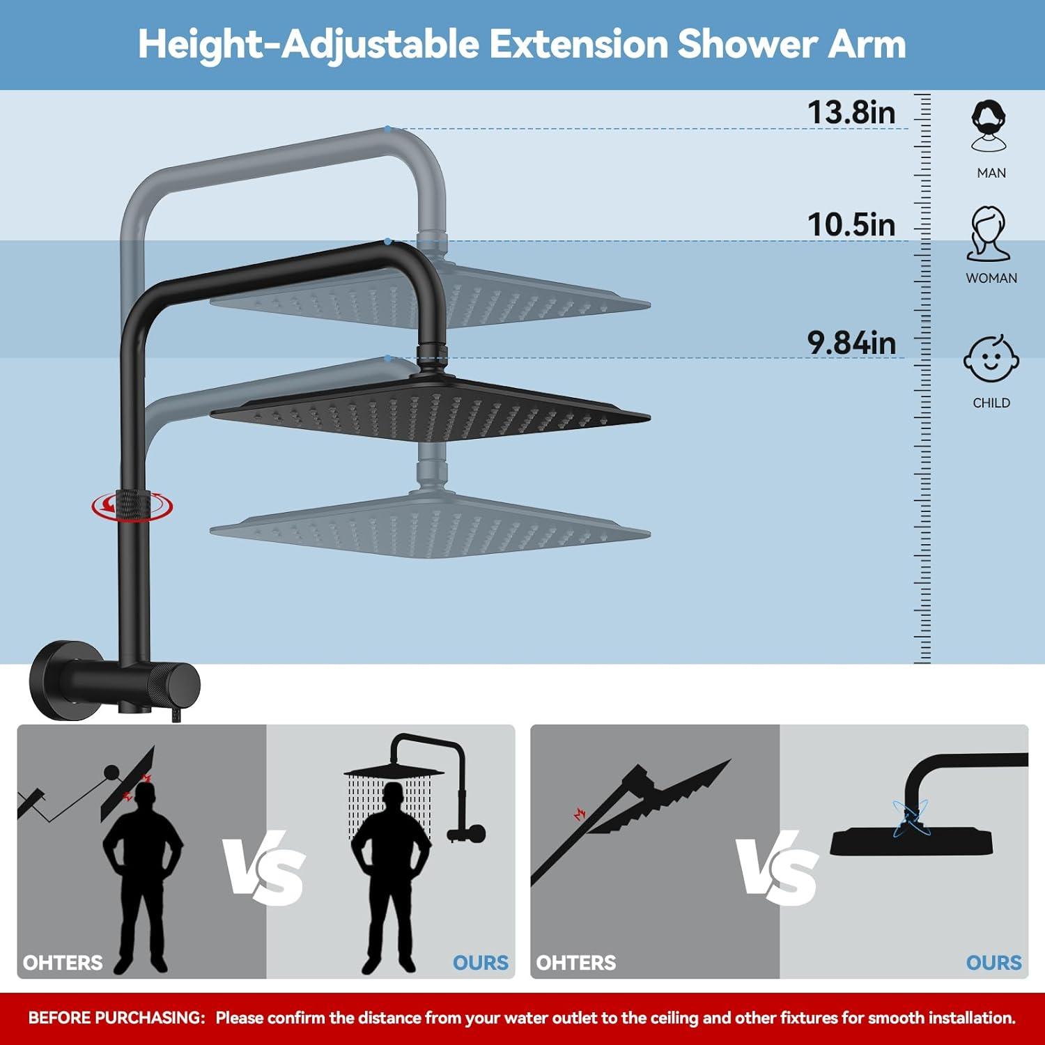 Polished Black Brass Dual Rainfall and Handheld Shower Head Combo