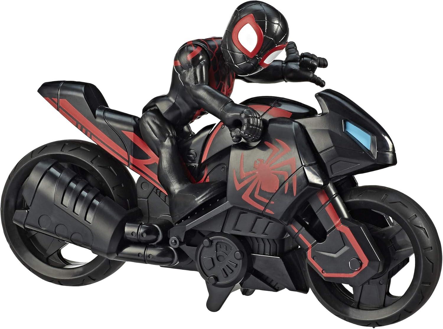 Kid Arachnid Black and Red Action Figure with Motorcycle