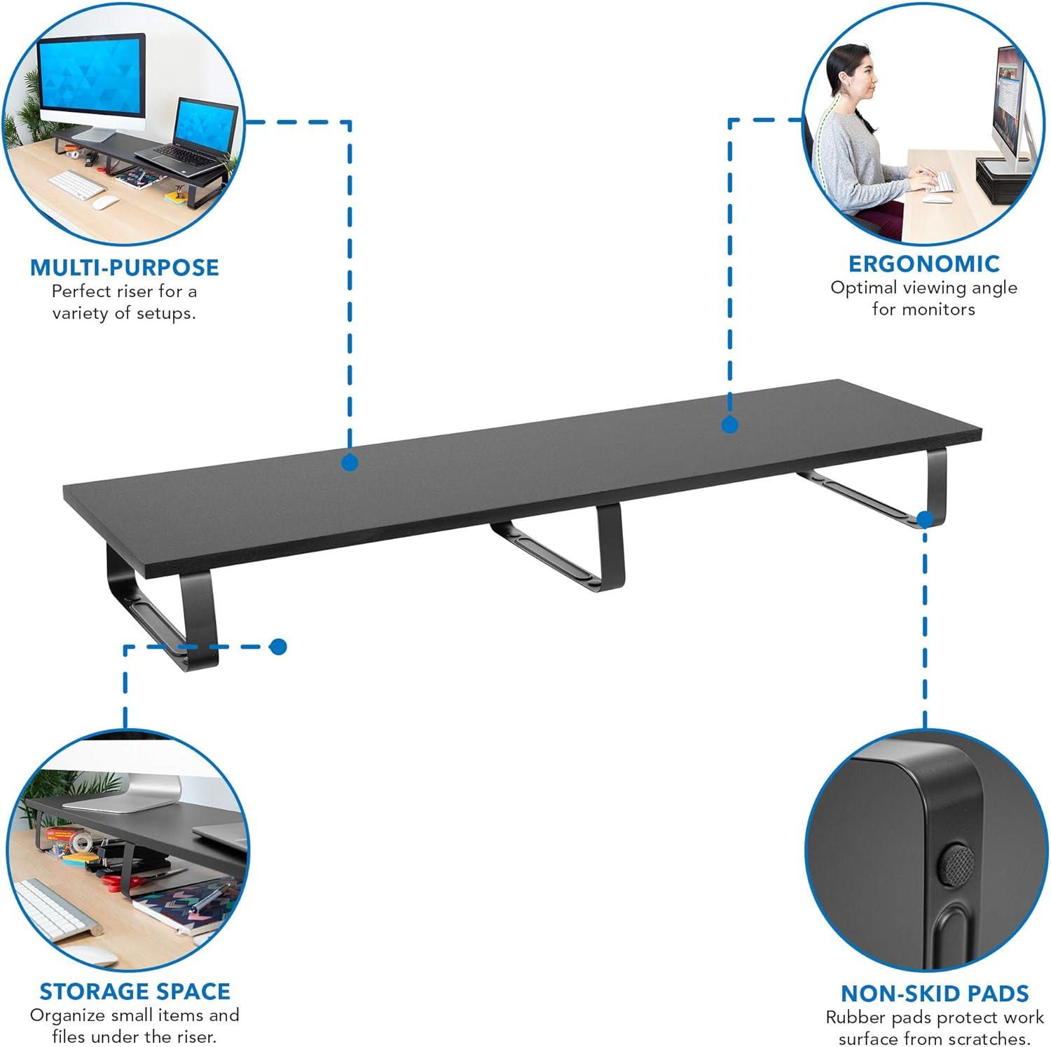 Mount-It! Extra Long Monitor Desk Riser, Desktop Organizer for Double Computer Screens, Laptops, Desktops, TVs, 39 Inches Extra Wide, 44 Lbs. Capacity