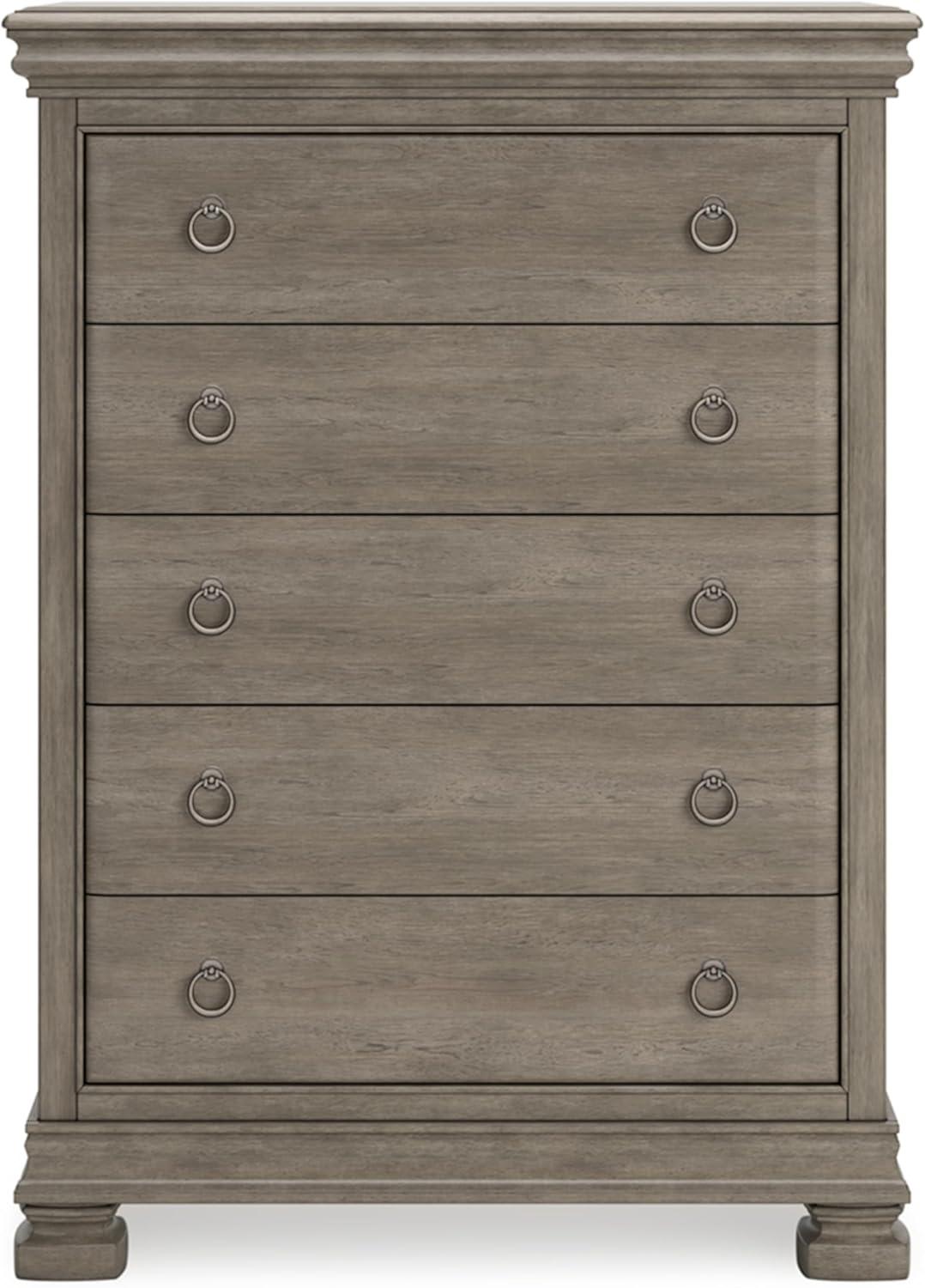 Gray Traditional 5-Drawer Chest with Dovetail Construction