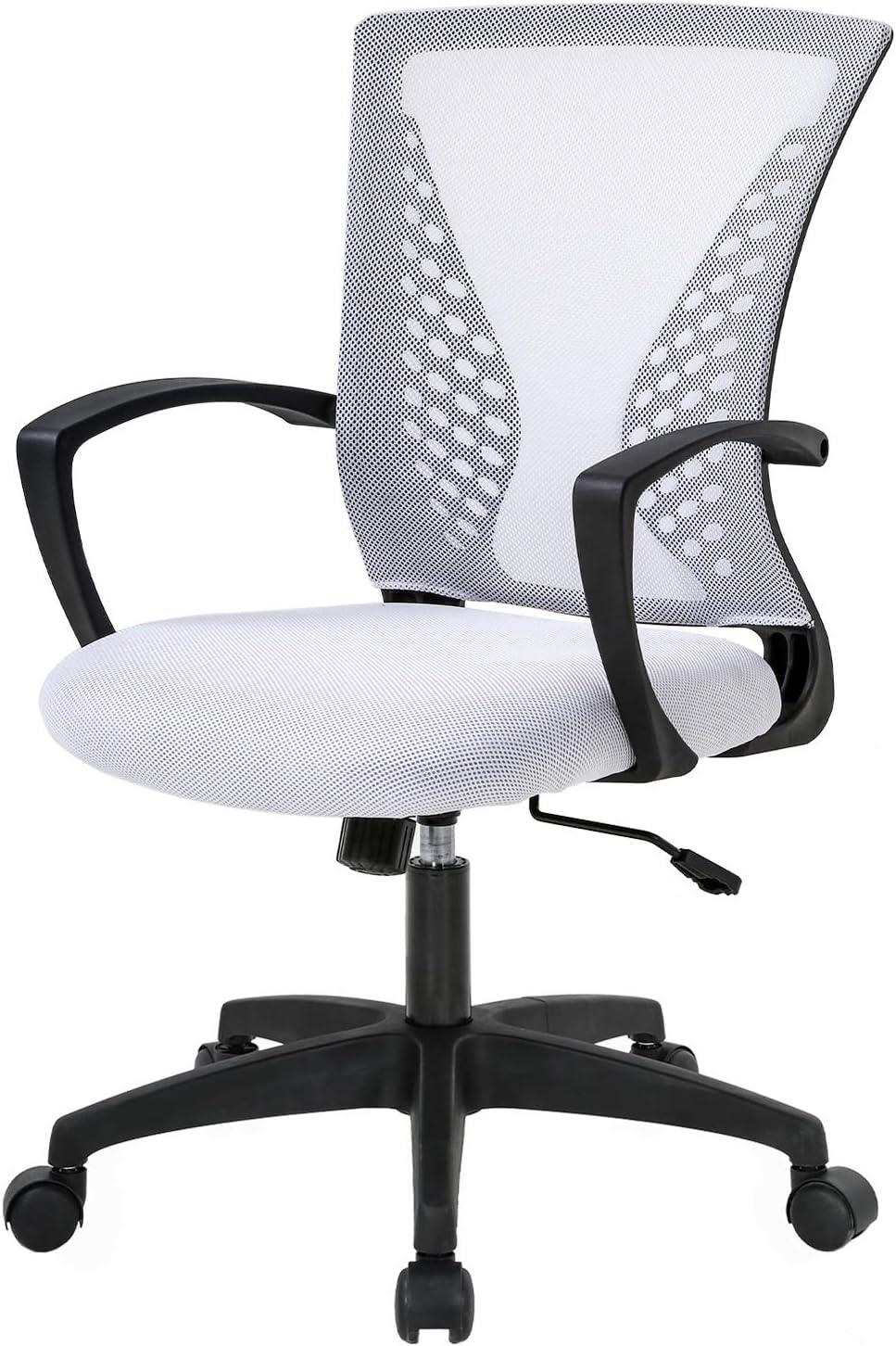 FDW Home Office Chair Mid Back PC Swivel Lumbar Support Adjustable Desk Task Computer Comfortable Mesh Chair with Armrest