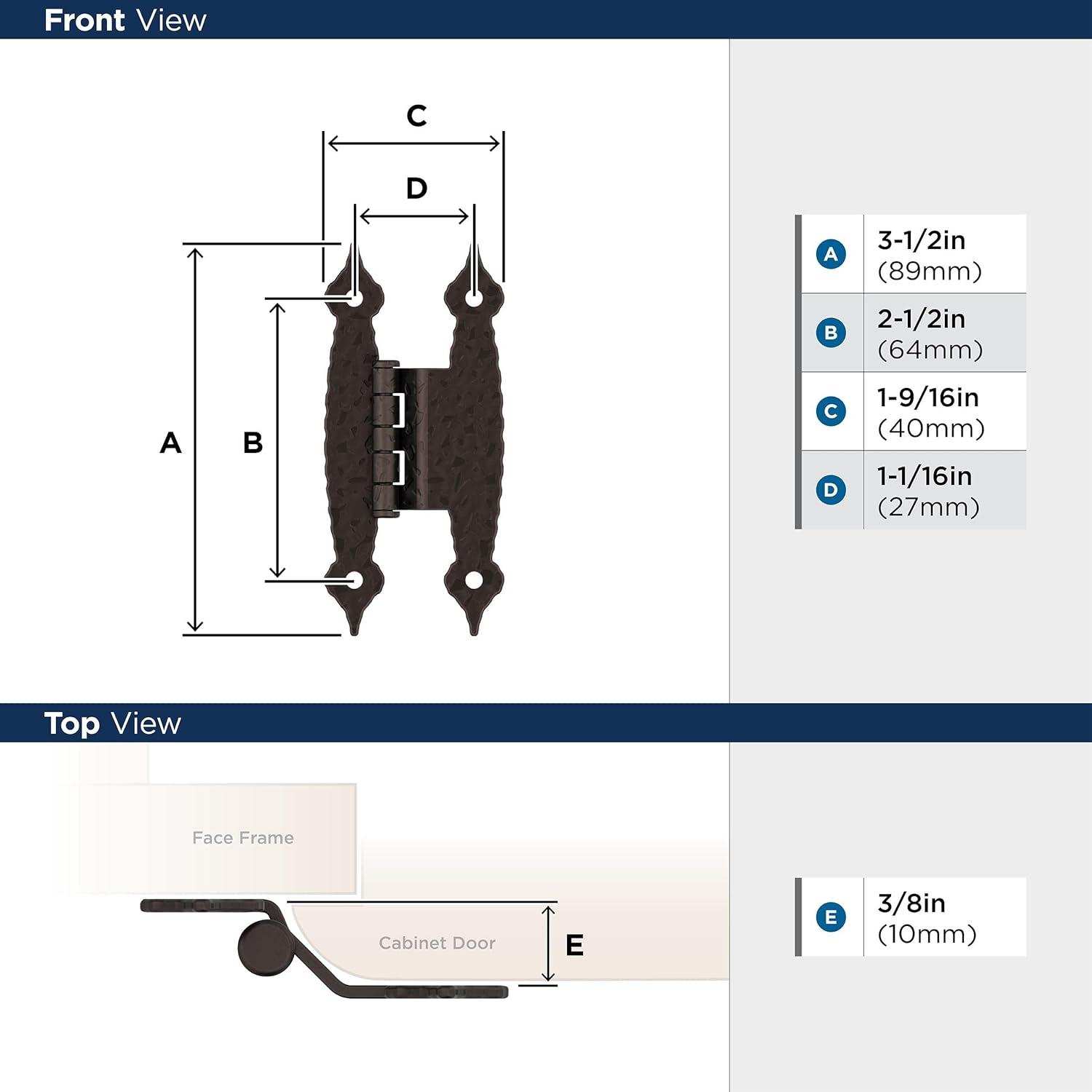 Amerock Decorative Non Self Closing Cabinet Hinge for Offset Cabinet, 2 Pack