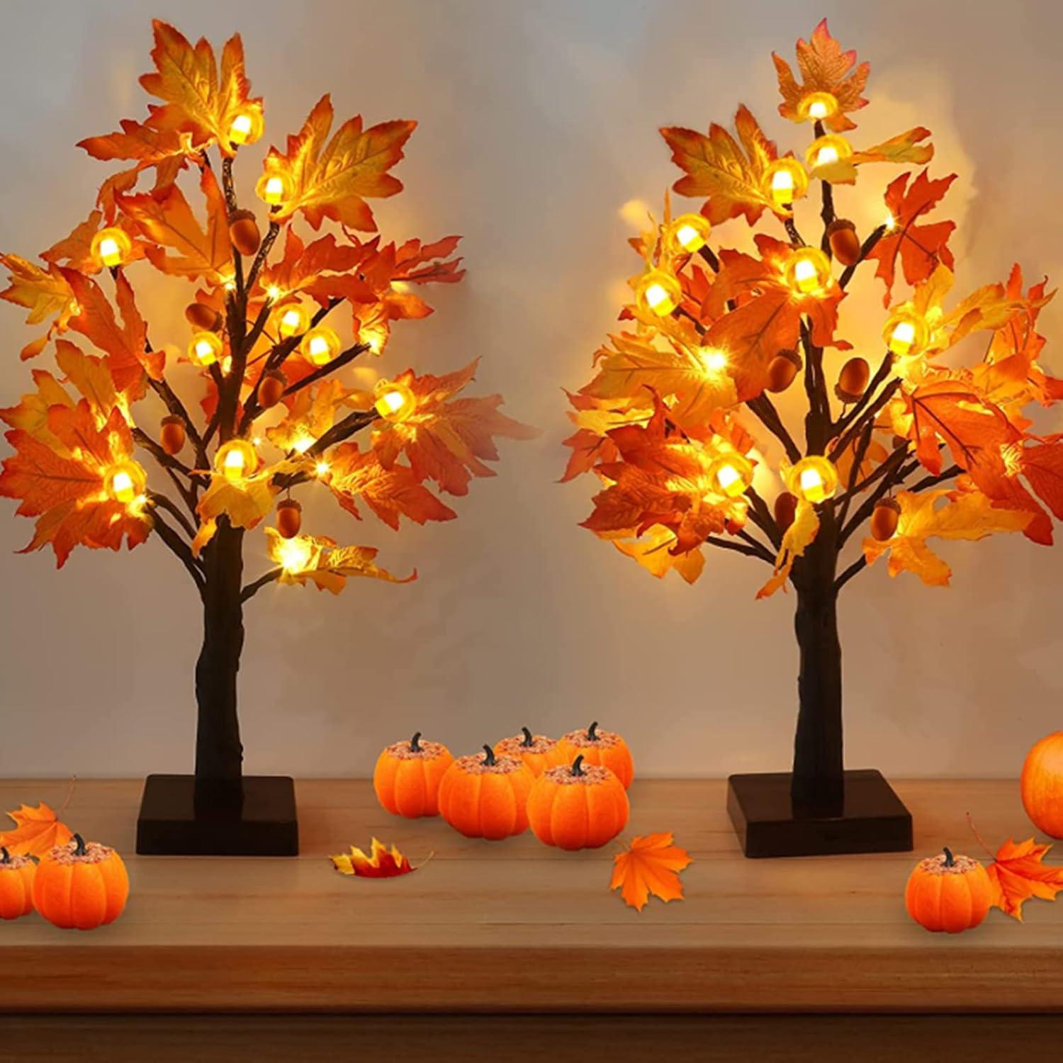 18'' Prelit Fall Maple Tree with LED Lights and Acorns