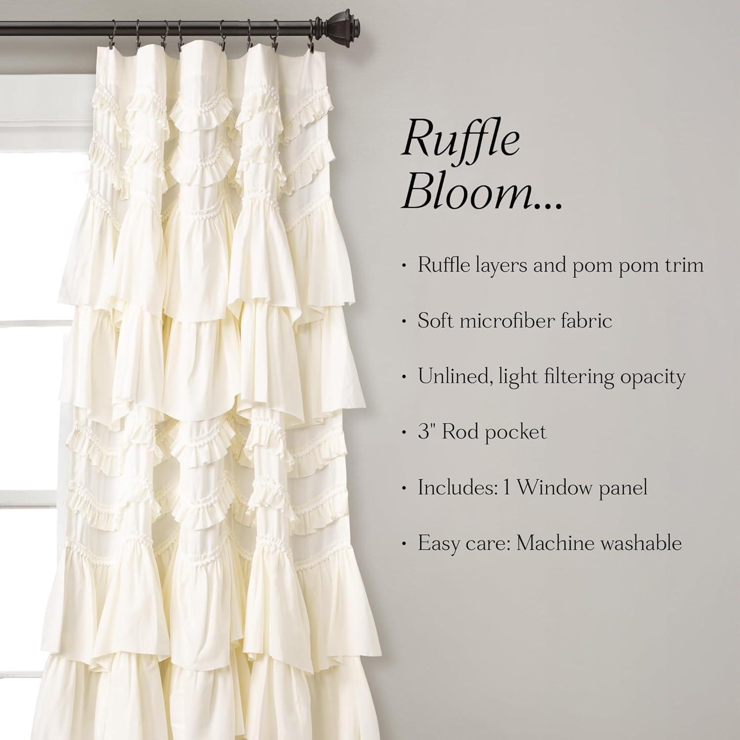 Lush Decor Kemmy Solid Semi-Sheer Single Curtain Panel