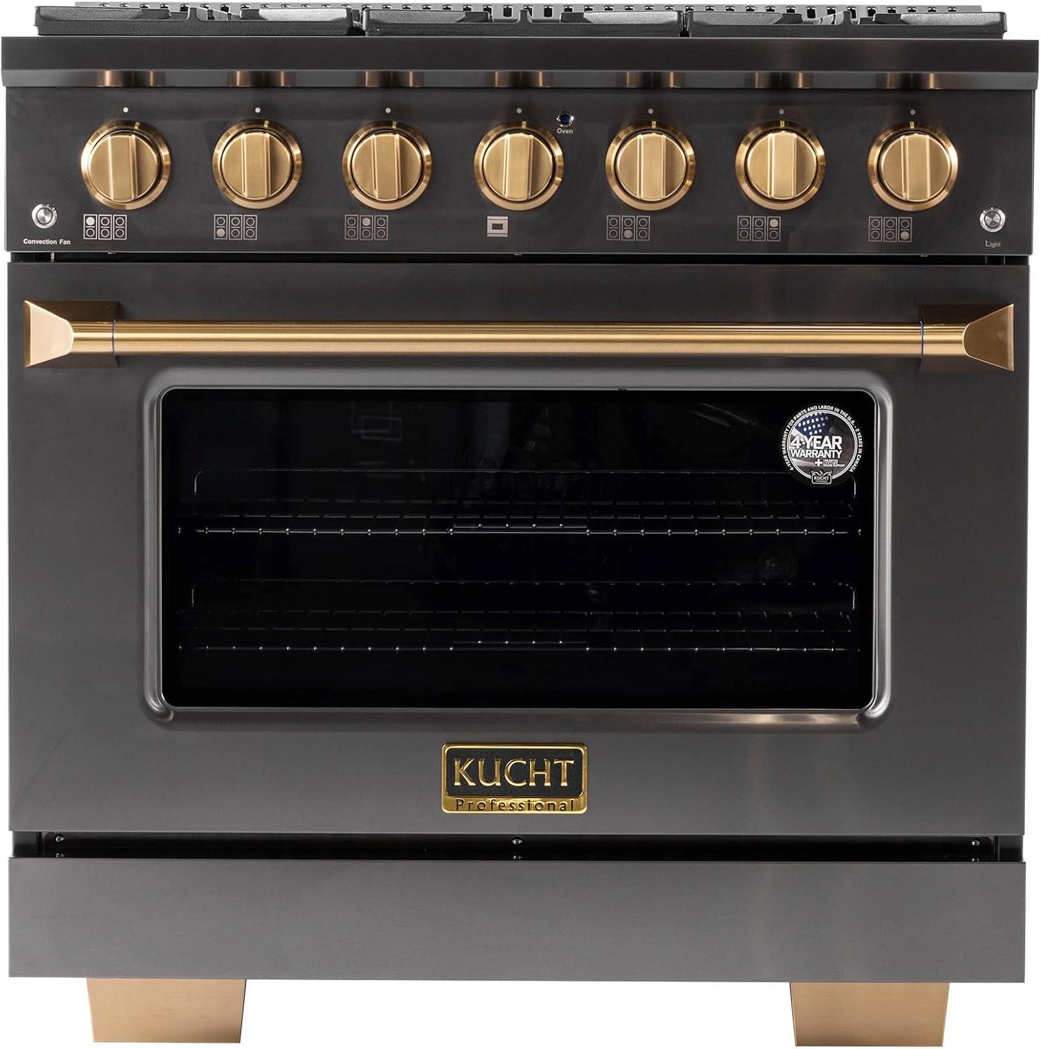 36 in. 5.2 cu. ft. Dual Fuel Range Natural Gas Sealed Burners Titanium Stainless