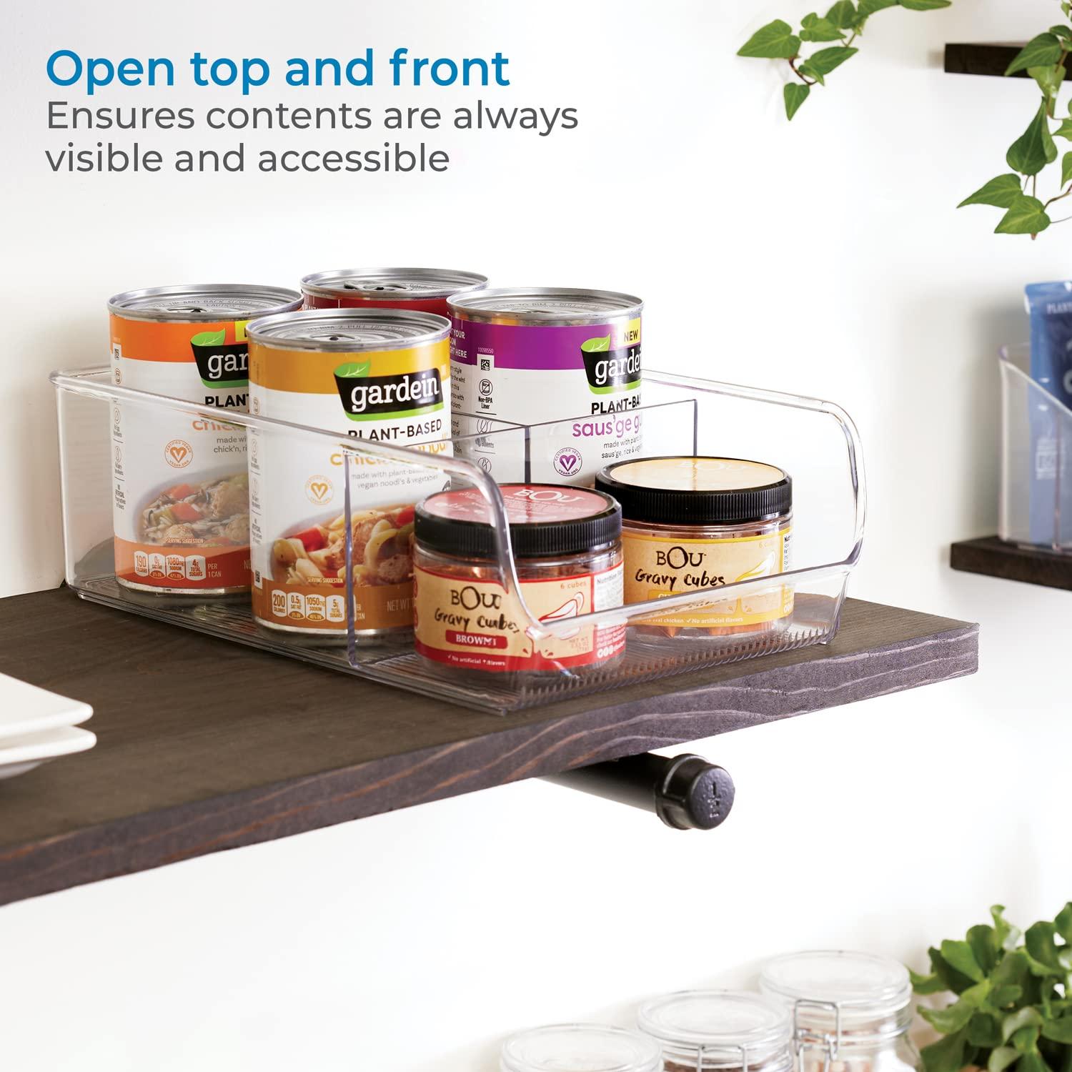 iDesign Linus Plastic Fridge and Freezer Divided Storage Organizer Bin, Container for Food, Drinks, Snacks, Produce Organization, 11" x 7" x 3.5", Clear