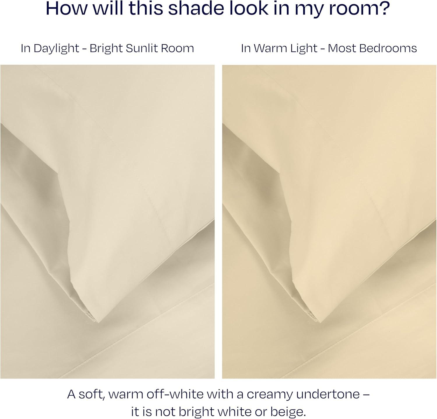 Luxury 1000 Thread Count Bed Sheets Set - 100% Cotton Sateen - Soft, Thick & Deep Pocket by California Design Den - Ivory, King