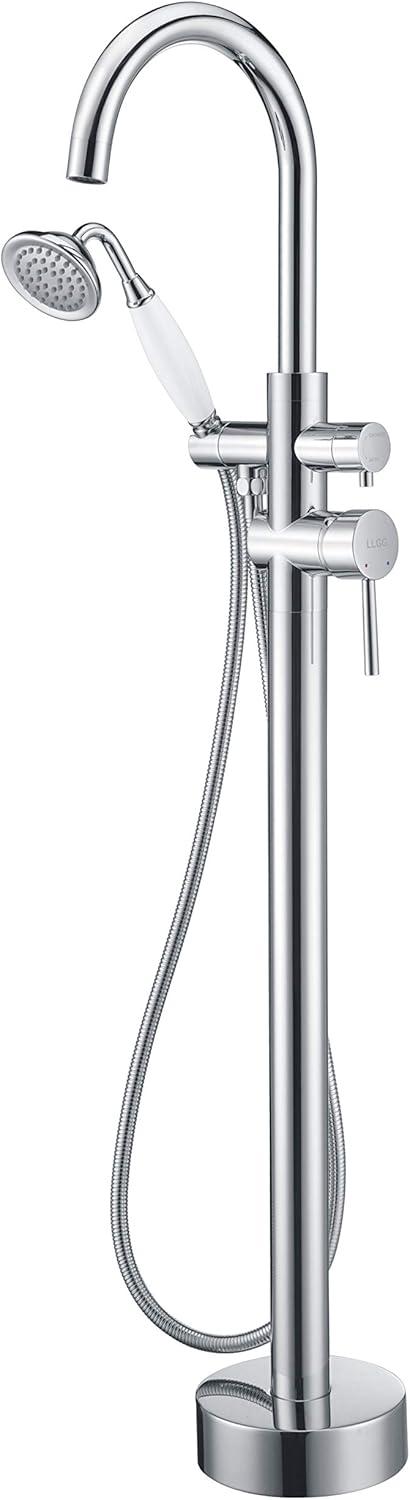 Chrome Freestanding Tub Faucet with Hand Shower