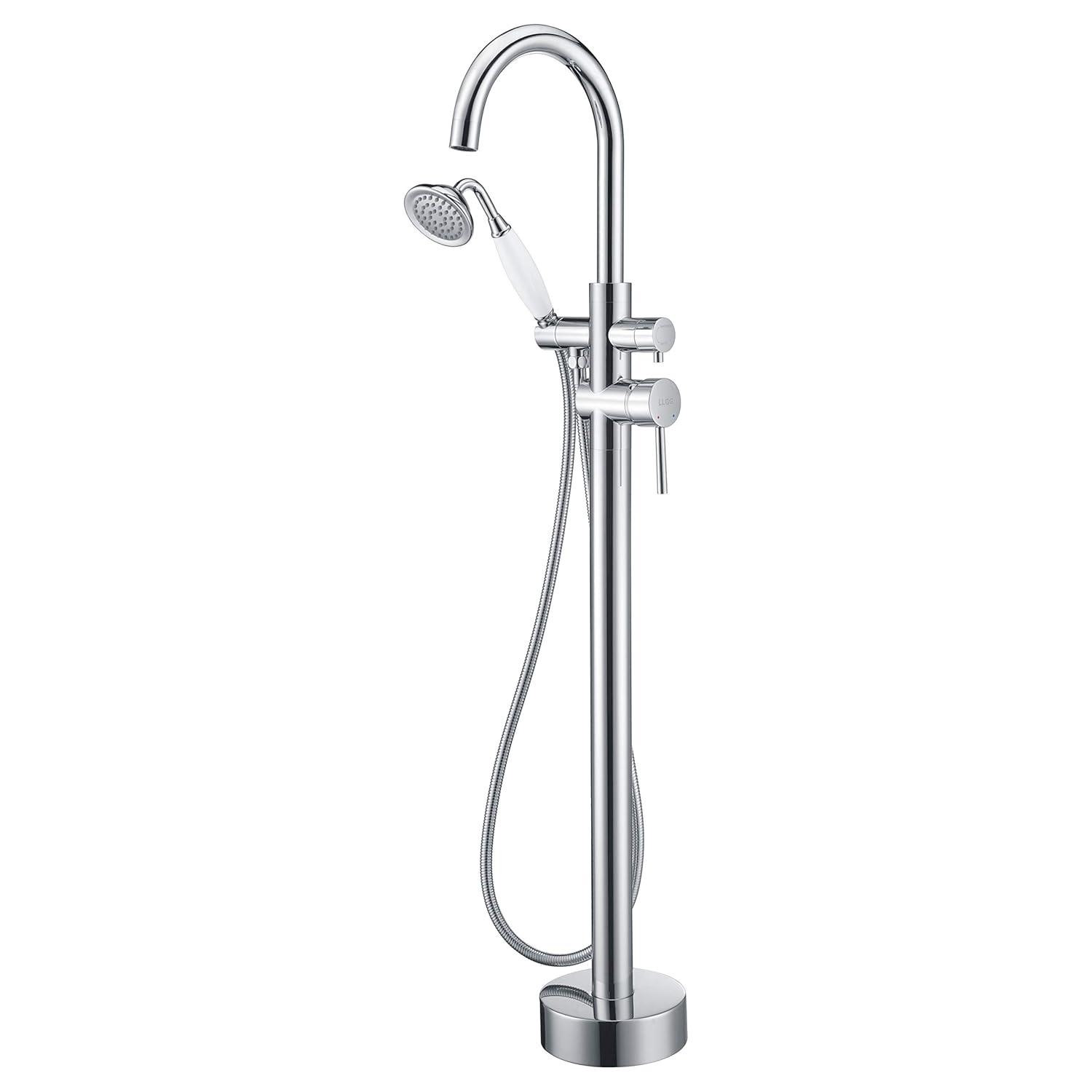 Chrome Freestanding Tub Faucet with Hand Shower