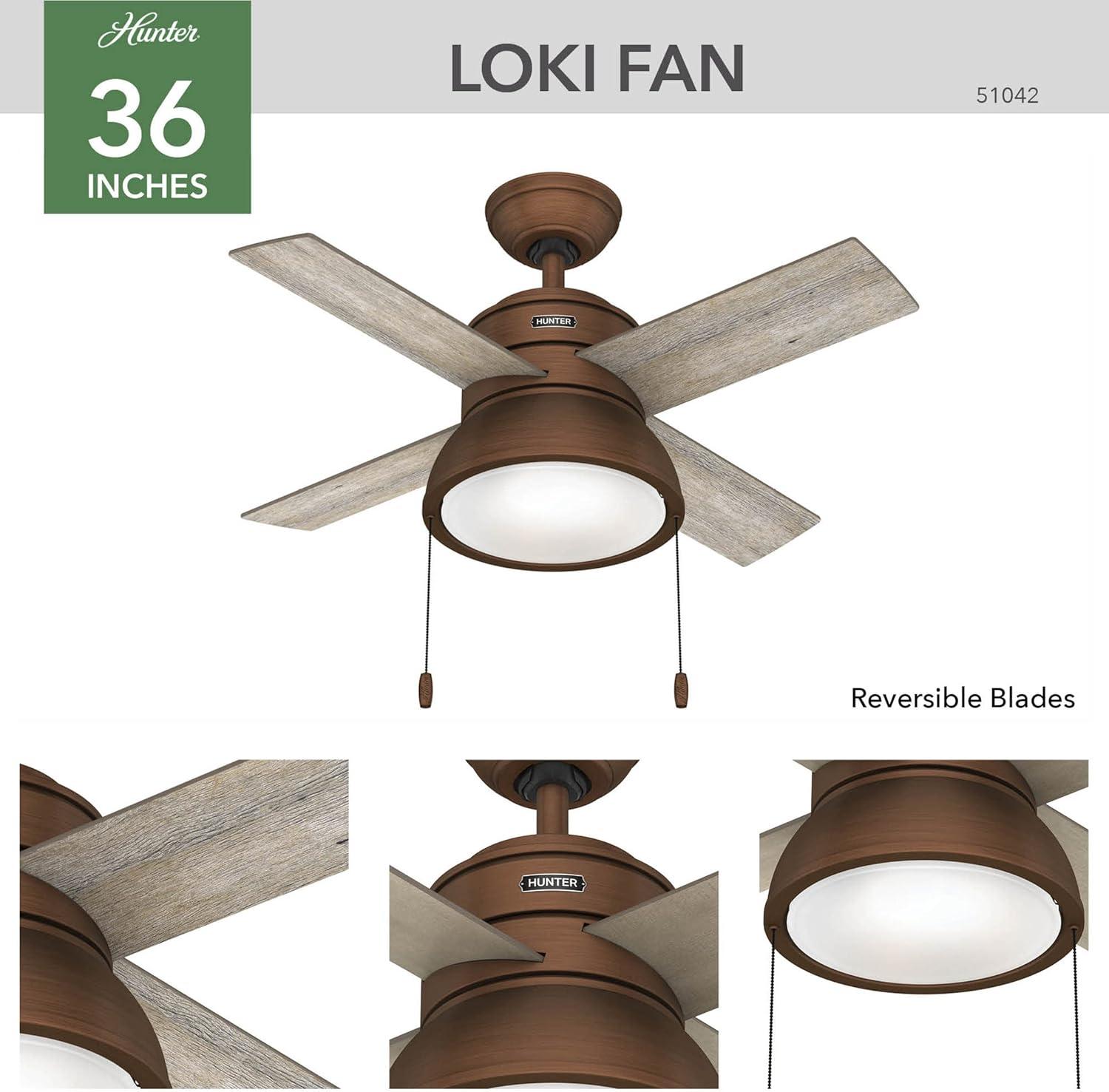 36" Loki 4 - Blade Standard Ceiling Fan with Light Kit Included