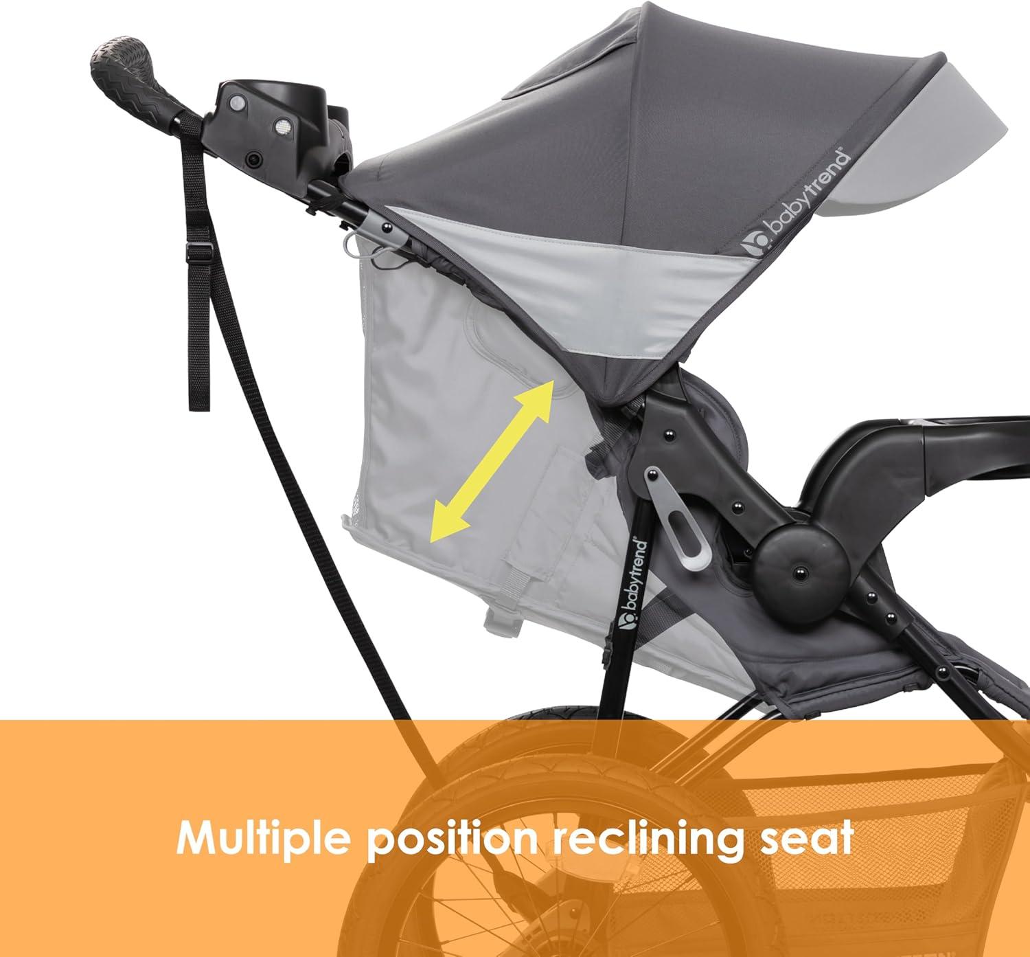 Baby Trend Expedition Zero Flat Stroller Jogger with LED Safety Lights - Dash Gray