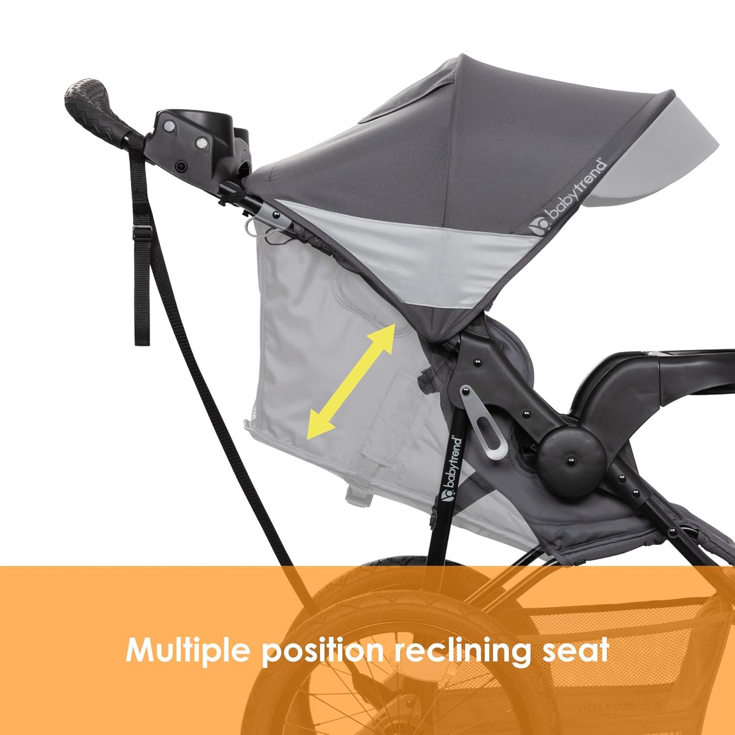 Baby Trend Expedition Zero Flat Stroller Jogger with LED Safety Lights - Dash Gray
