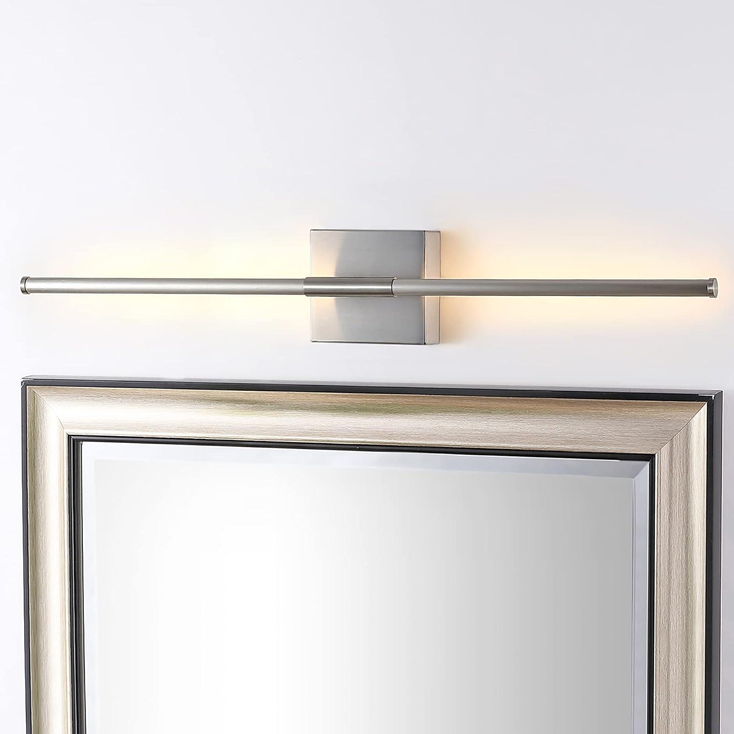 JONATHAN Y Makena 28" Modern Minimalist Dimmable Integrated LED Metal Wall Sconce, Nickel