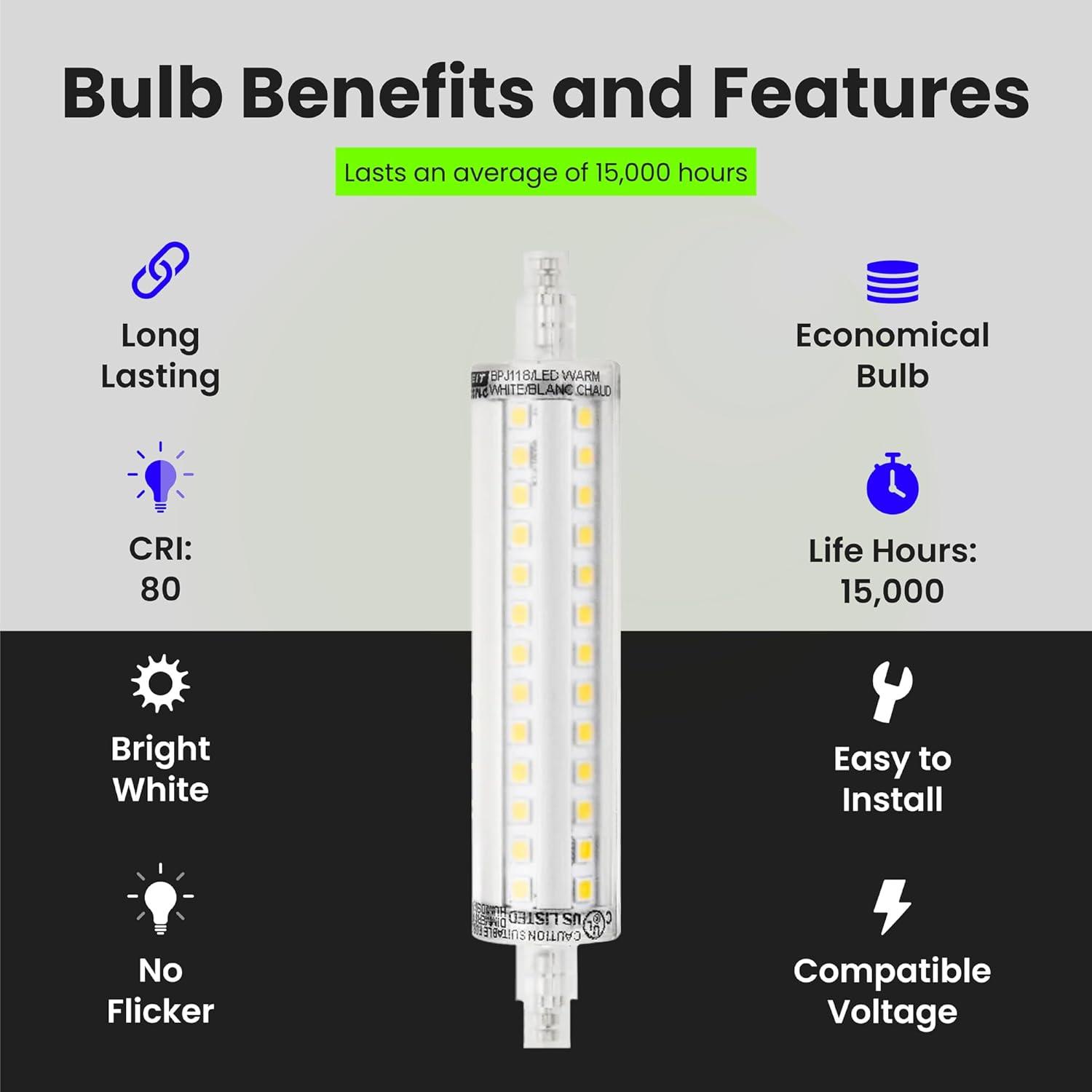 Feit Electric R7S R7 LED Bulb Warm White 60 Watt Equivalence 1 pk