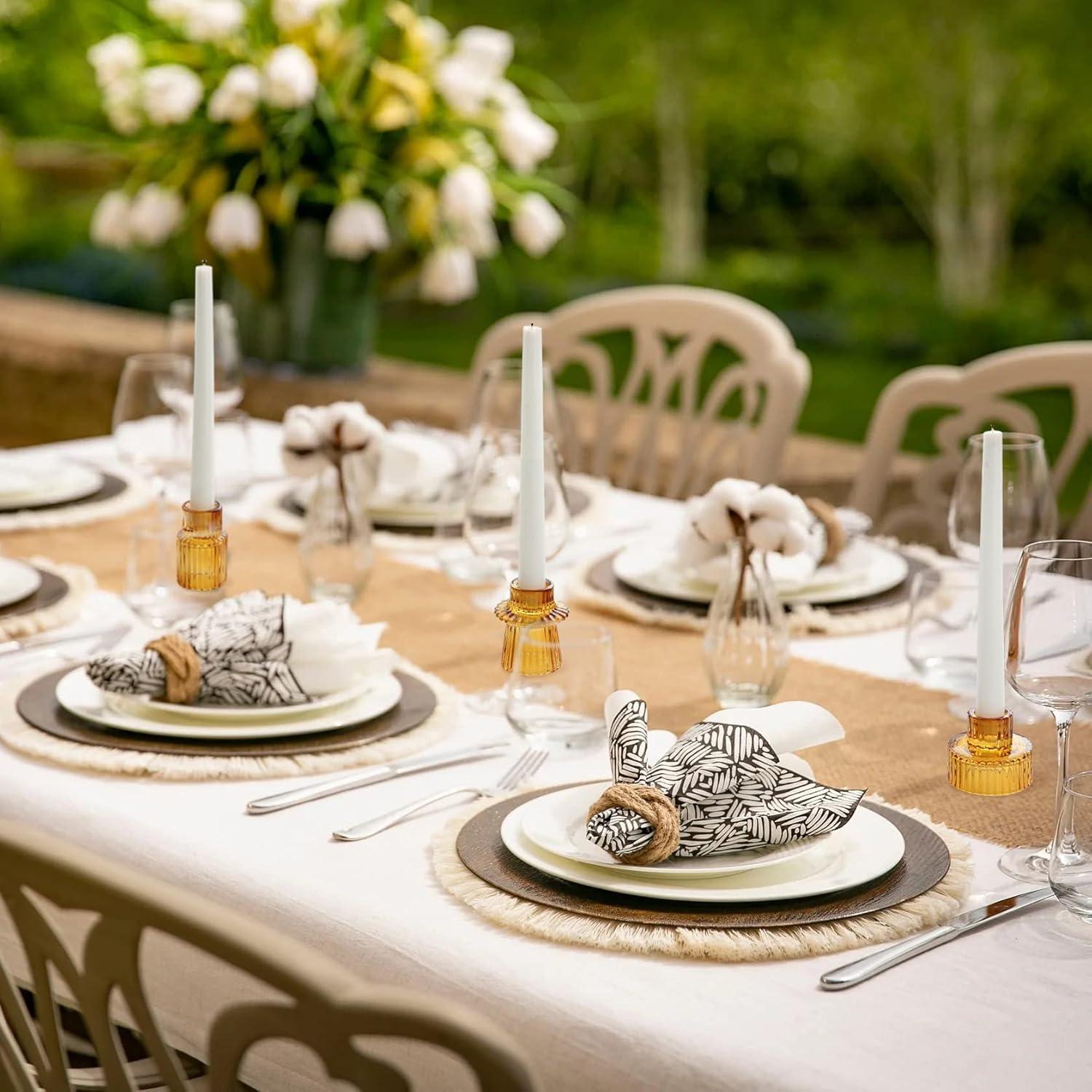 Candlestick Holder Set Of3 Glass Candle Holders for Taper,Pillar,Tealight Candle Amber