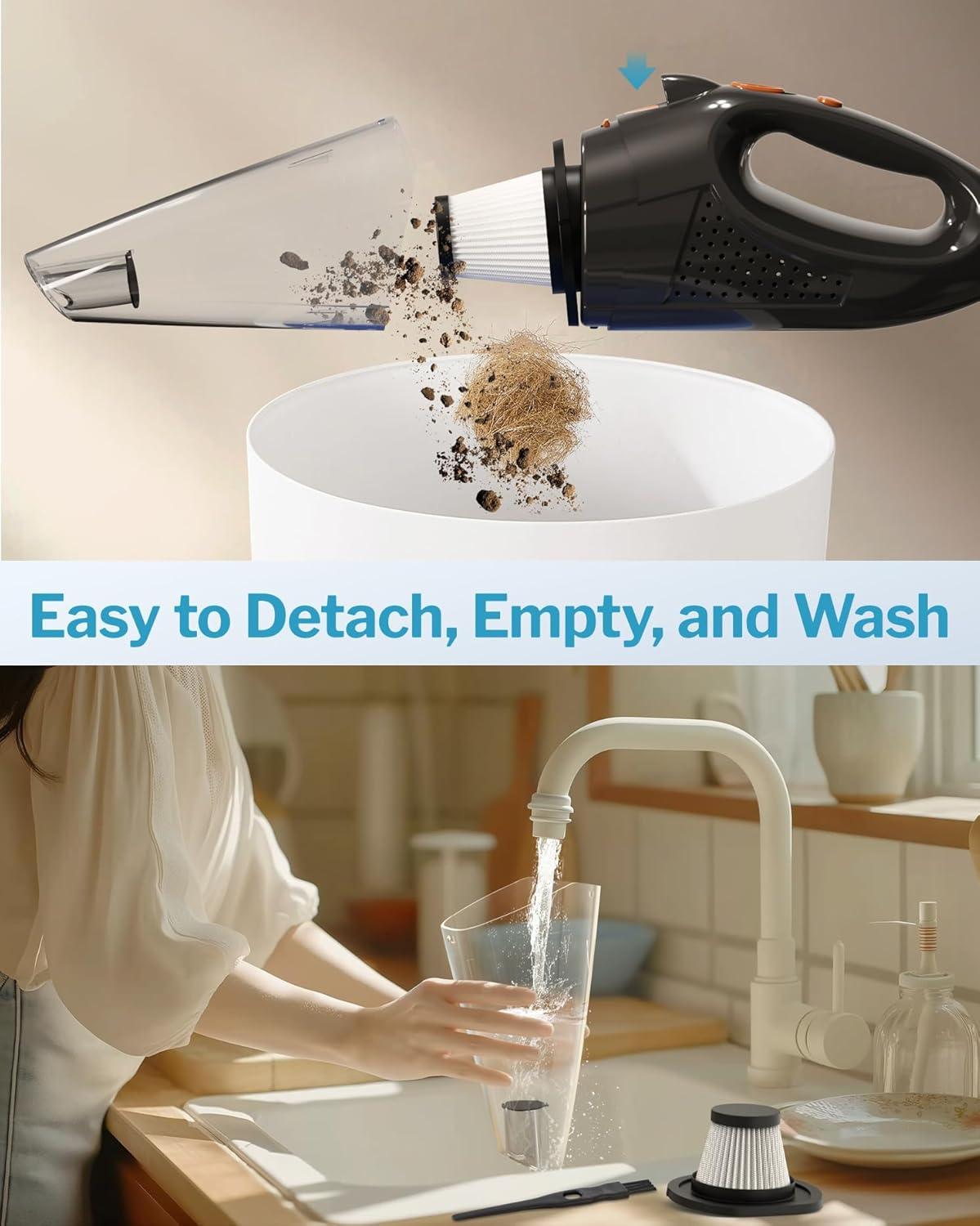 BEACHWATER POOL & SPA, LLC Handheld Vacuum Cordless With 2 Filters, Car Vacuum Cleaner High Power With Fast Charge Tech, Portable Rechargeable Mini Vacuum With Large-Capacity Battery | Wayfair