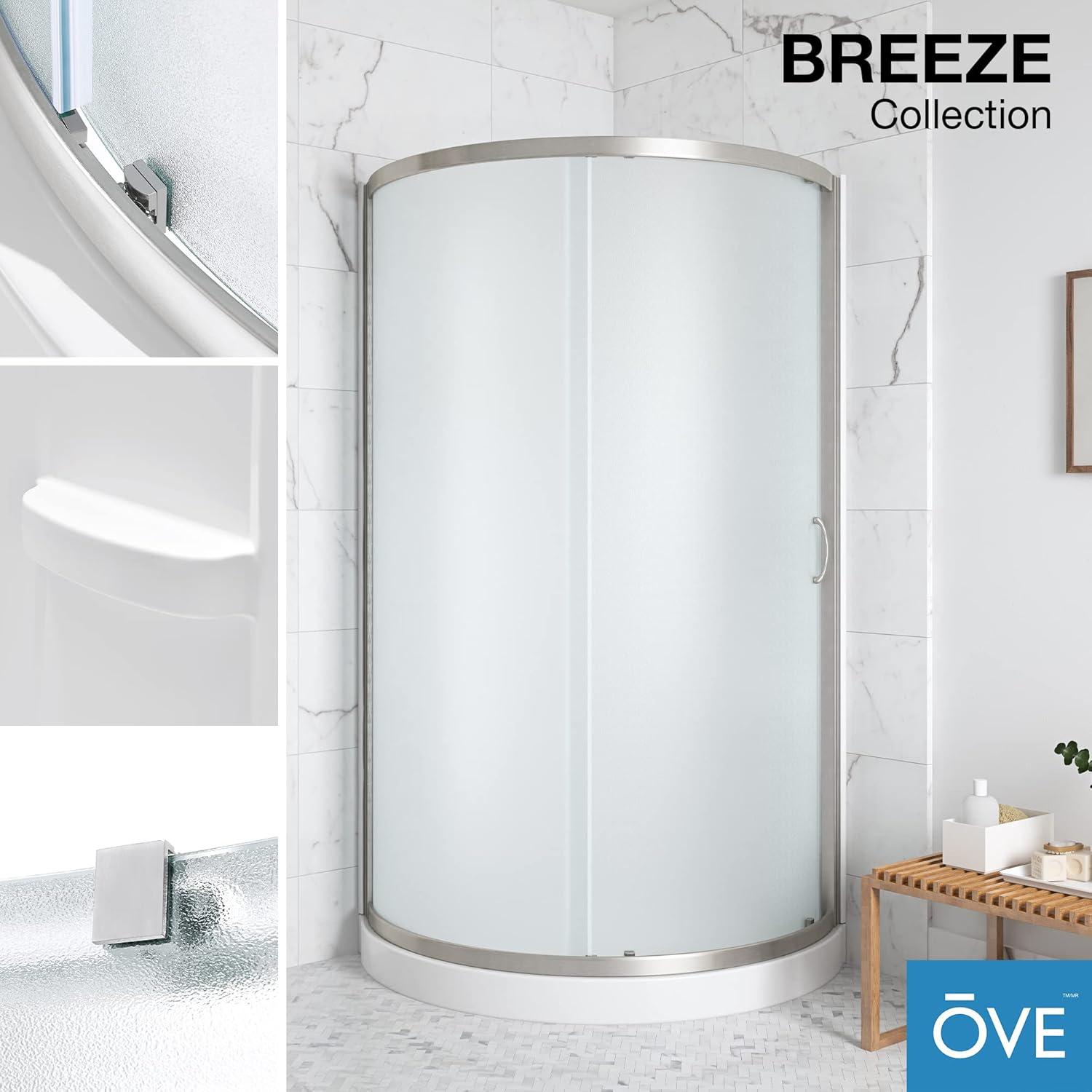 OVE Decors Breeze 33 in. Round Shower Kit w/ Frosted, Base, Wall