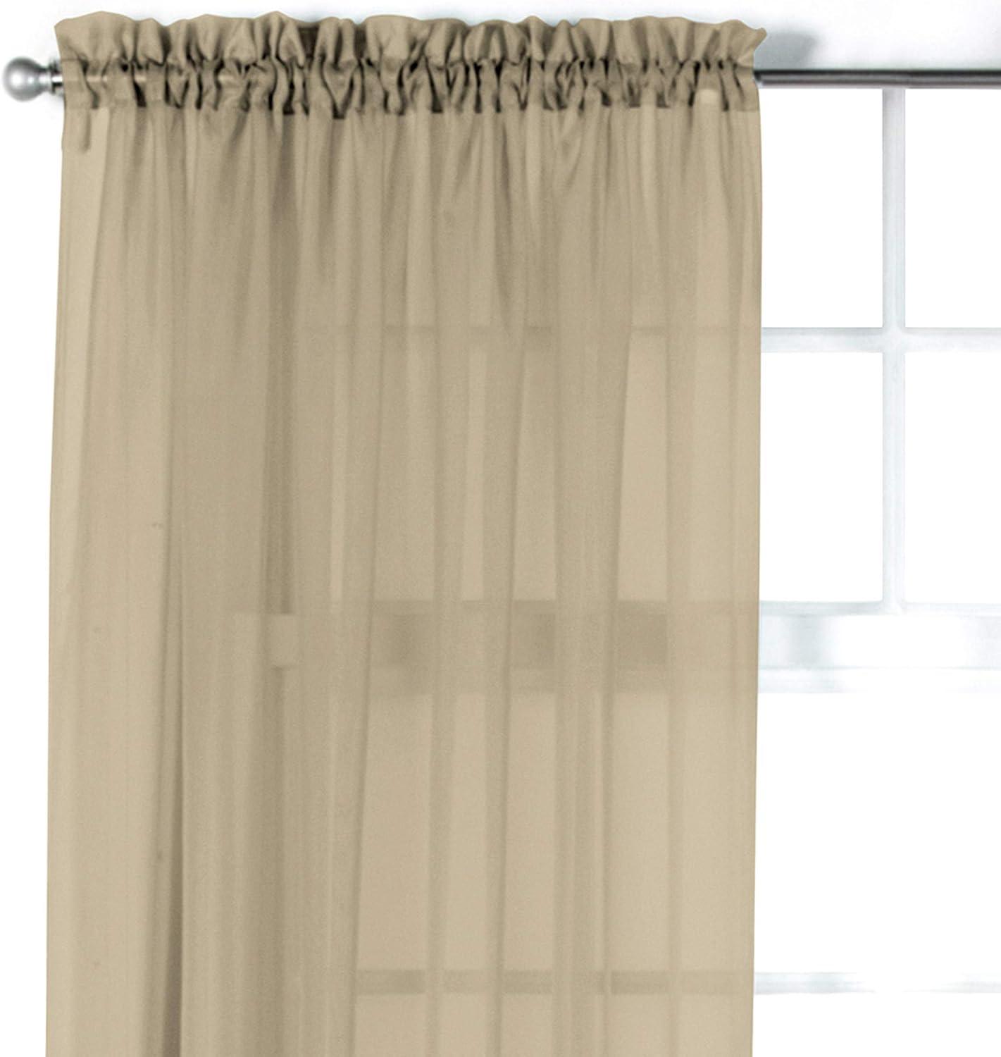 Collections Etc Elegance Sheer Window Curtain Panel Bisque 60" x 63"