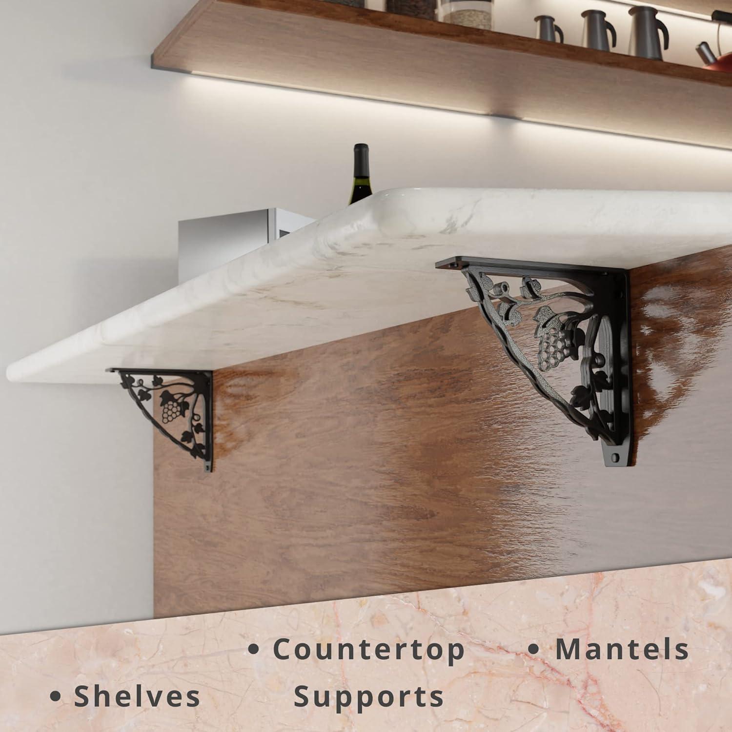 MADEIRA HEAVY DUTY STEEL FIREPLACE MANTEL BRACKETS, FLOATING SHELF, COUNTERTOP SUPPORT - HAND WELDED - 8" x 8" x 2"