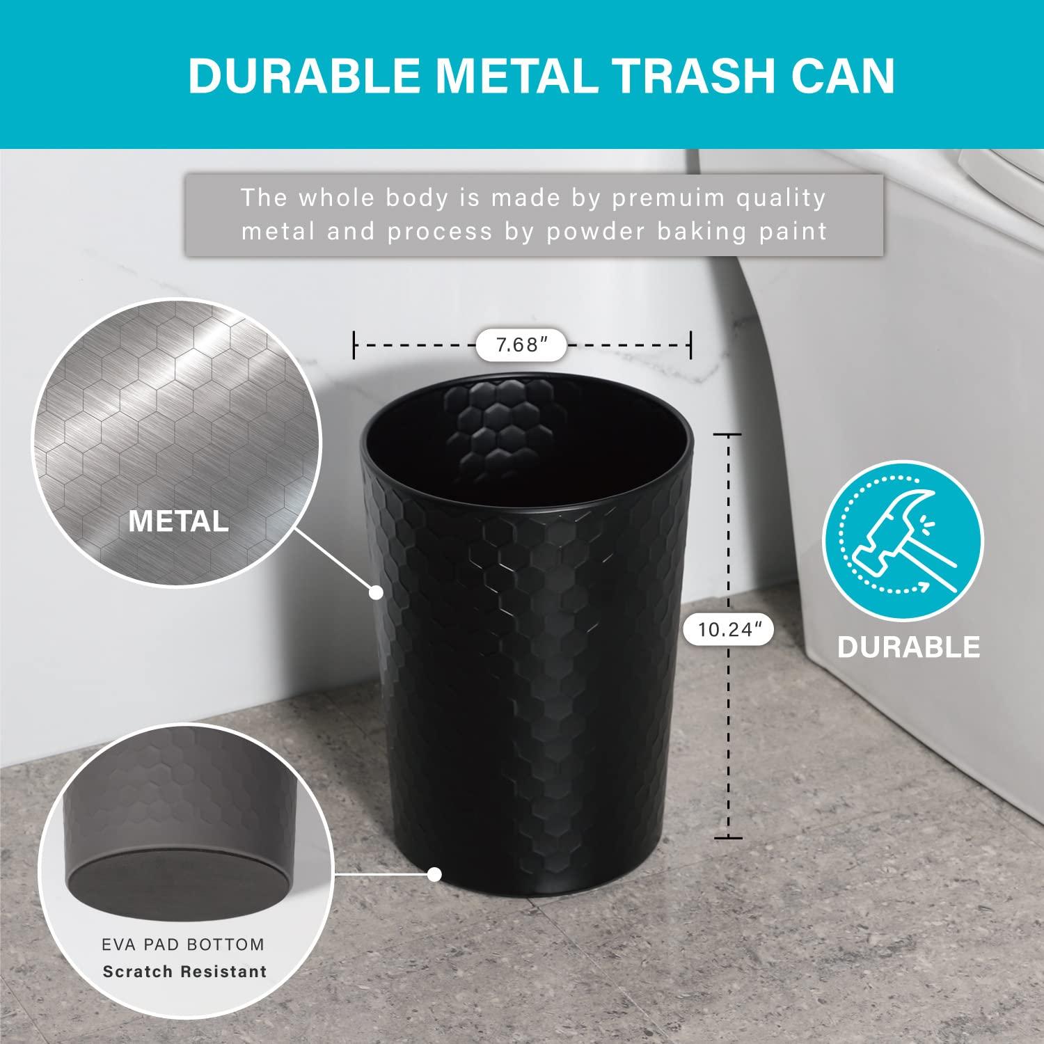 zccz Bathroom Accessory Set - 6 Pcs Black Bathroom Accessories Set with Trash Can, Toothbrush Holder, Toothbrush Cup, Soap Dispenser, Soap Dish, Toilet Brush with Holder - Accessoire Salle de Bain