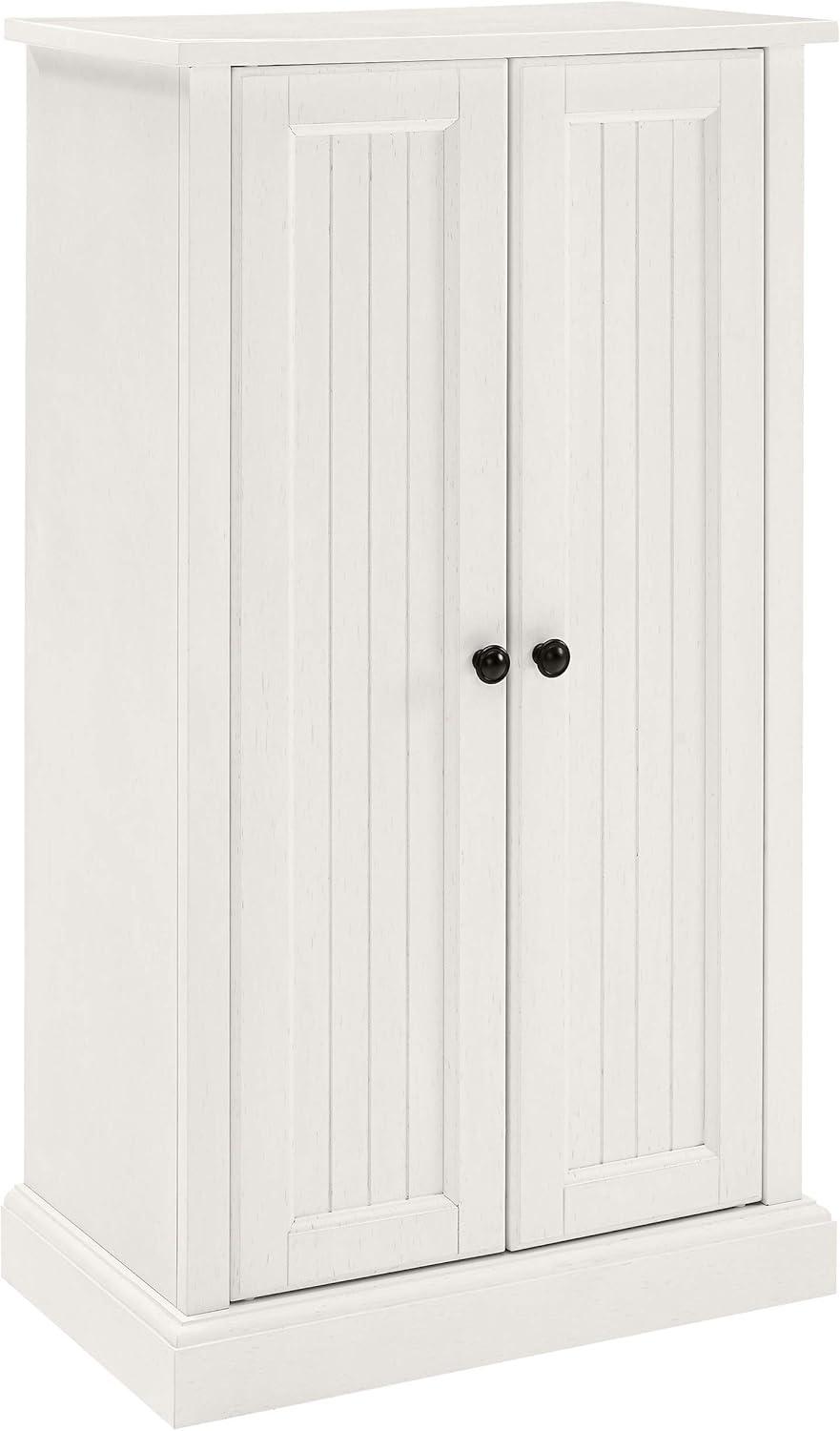 White Coastal Adjustable Shelving Accent Cabinet