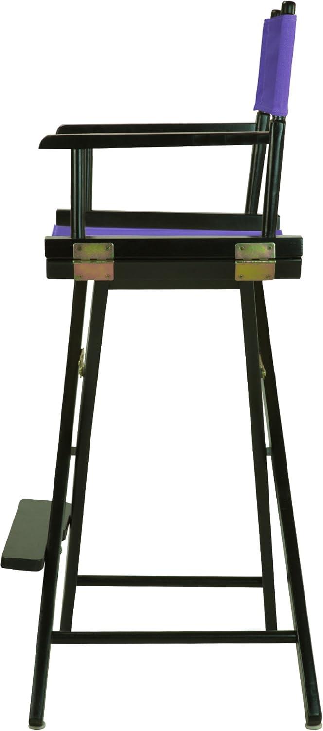 Classic Solid Wood Black Director's Chair with Purple Canvas