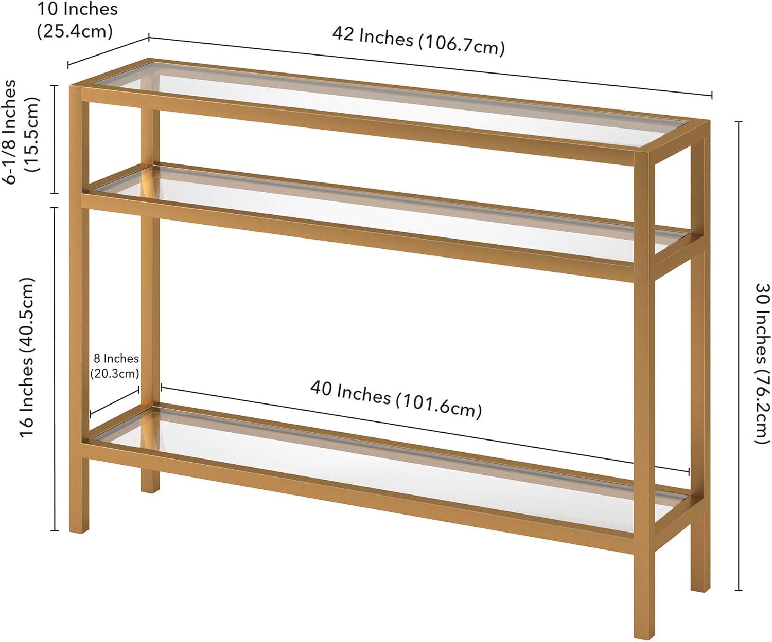 Evelyn&Zoe Sivil 42" Wide Rectangular Console Table, Brass