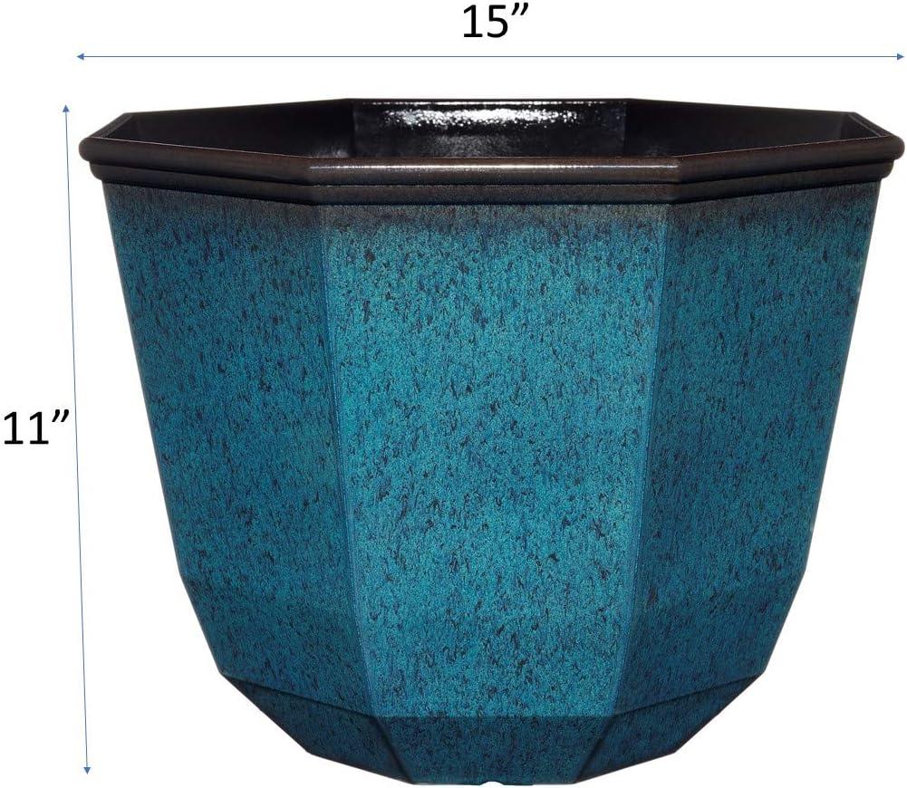 Shaina 15" Indigo Speckle Resin Outdoor Planter