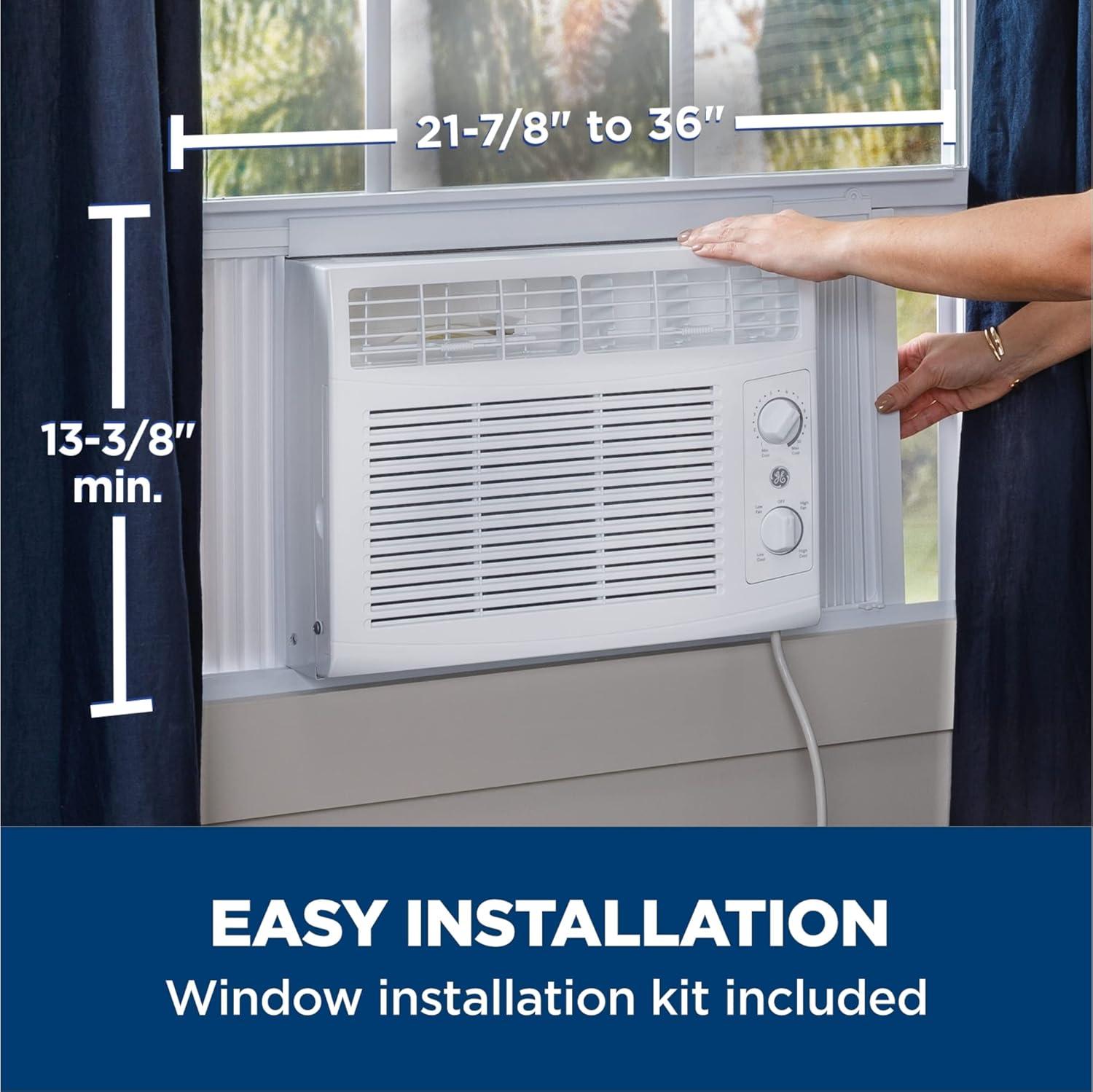 GE 5,000 BTU Mechanical Window Air Conditioner, Cools up to 150 sq. Ft, Easy Install Kit Included, White