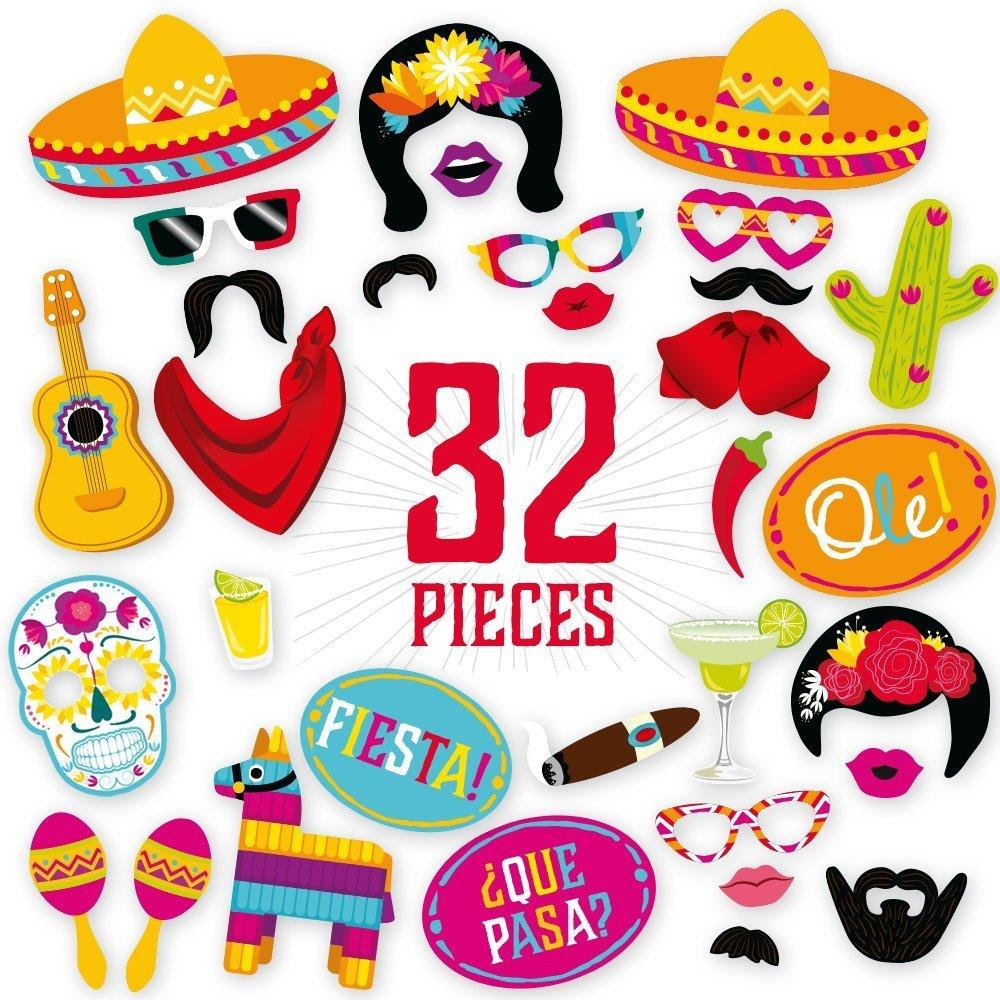 Fiesta Photo Booth Props by PartyGraphix - Mexican Decor Perfect for Fiesta Party Decorations