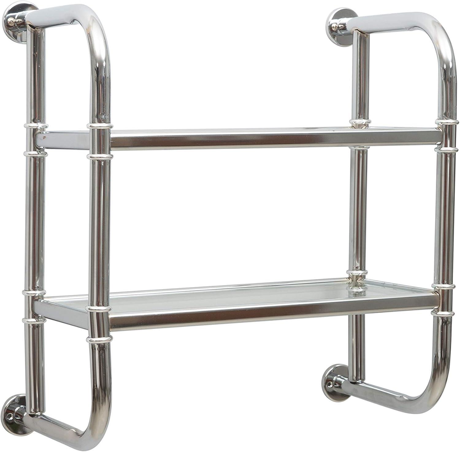 Organize It All Two Tier Bath Shelf Chrome : Microfiber, Machine Washable, Non-Slip Backing