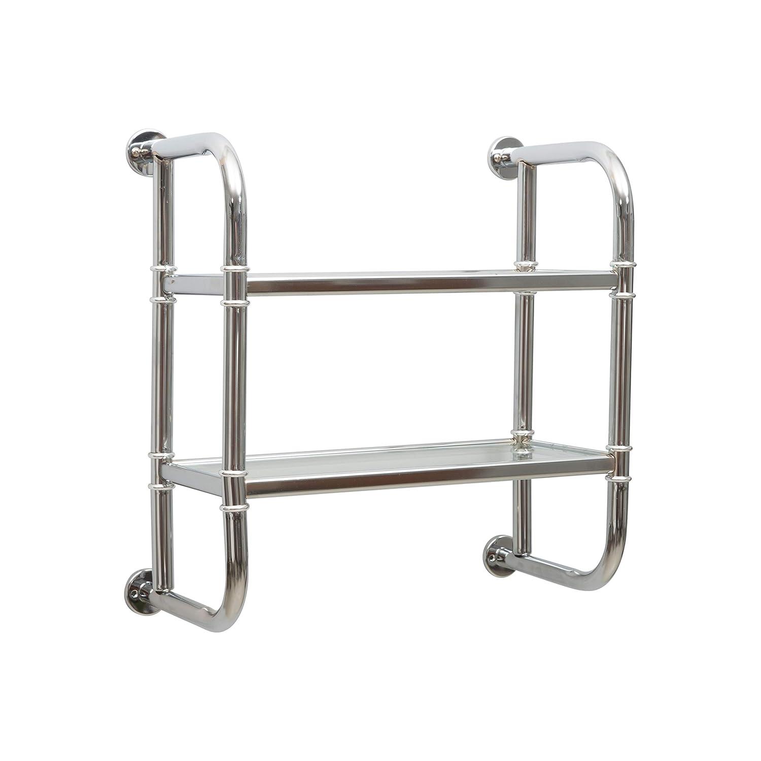 Organize It All Two Tier Bath Shelf Chrome : Microfiber, Machine Washable, Non-Slip Backing