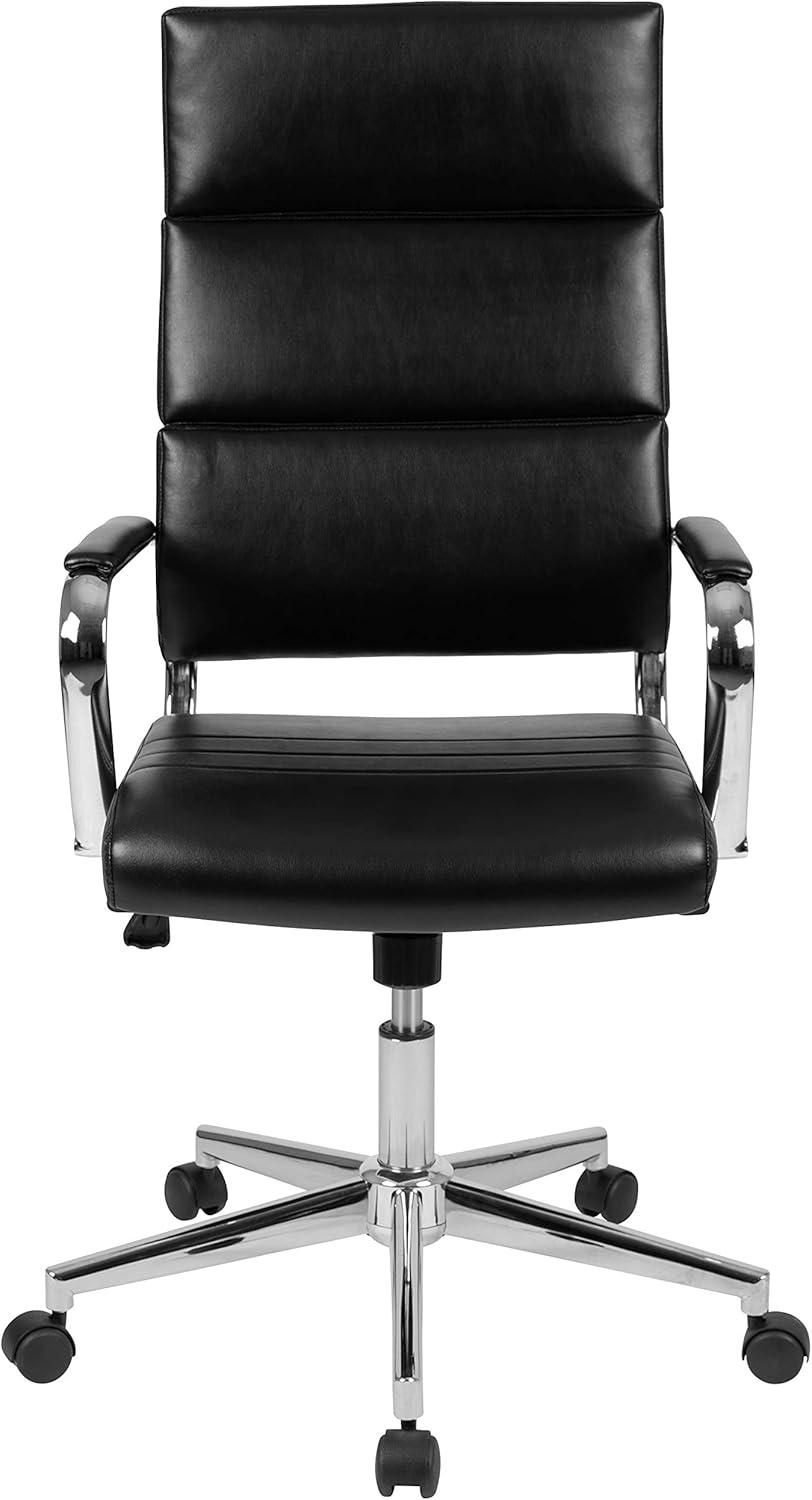 Flash Furniture Hansel High Back Black LeatherSoft Contemporary Panel Executive Swivel Office Chair