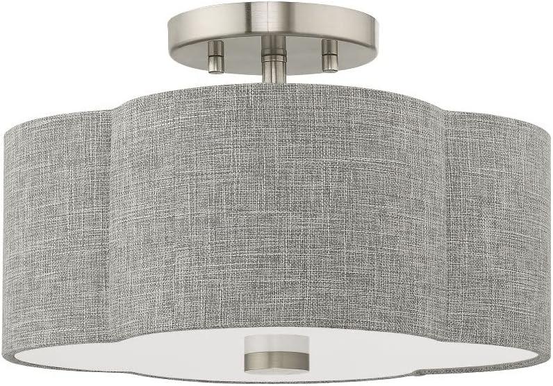 Kalmar Clover-Shaped Gray Drum Shade Ceiling Mount in Brushed Nickel