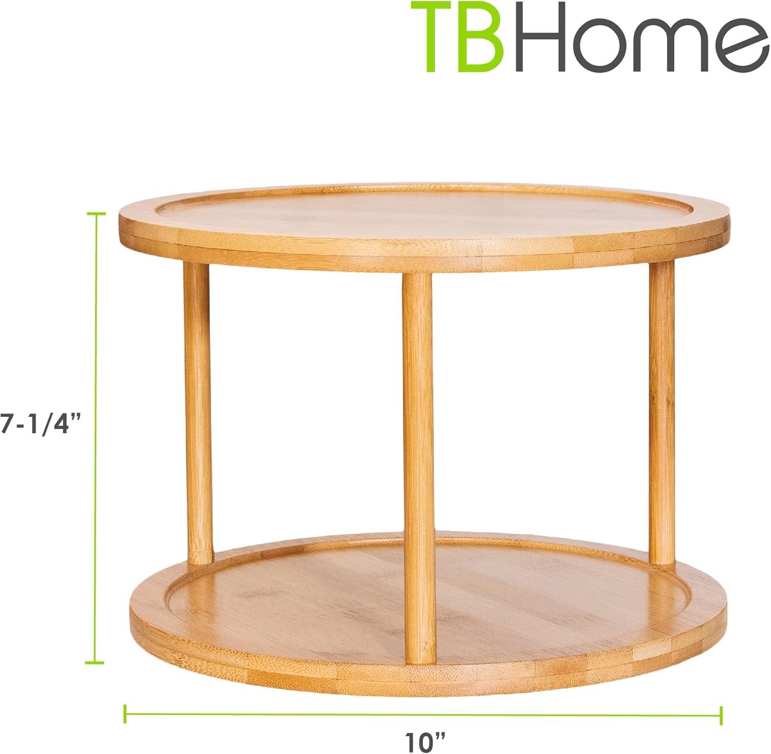 TB Home Two-Tier Bamboo 10" Lazy Susan Turntable for Cabinets, Countertop, Panty or Table