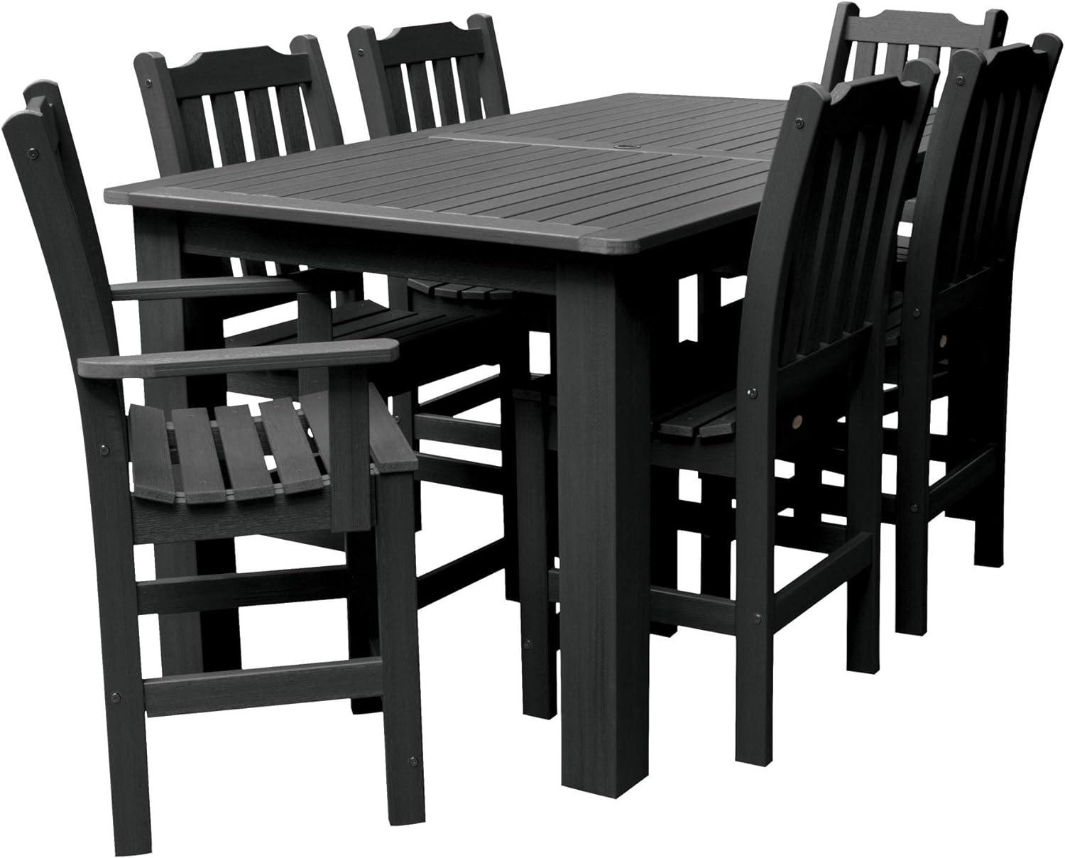 Lehigh Black Bamboo 7-Piece Outdoor Dining Set for 6
