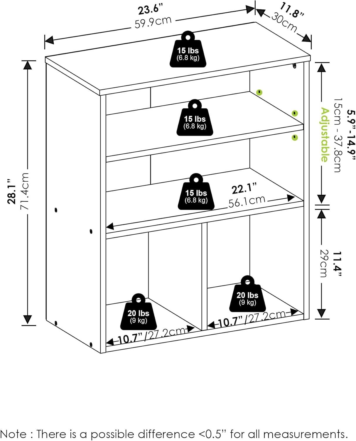 Adjustable French Oak 3-Tier Display Bookcase