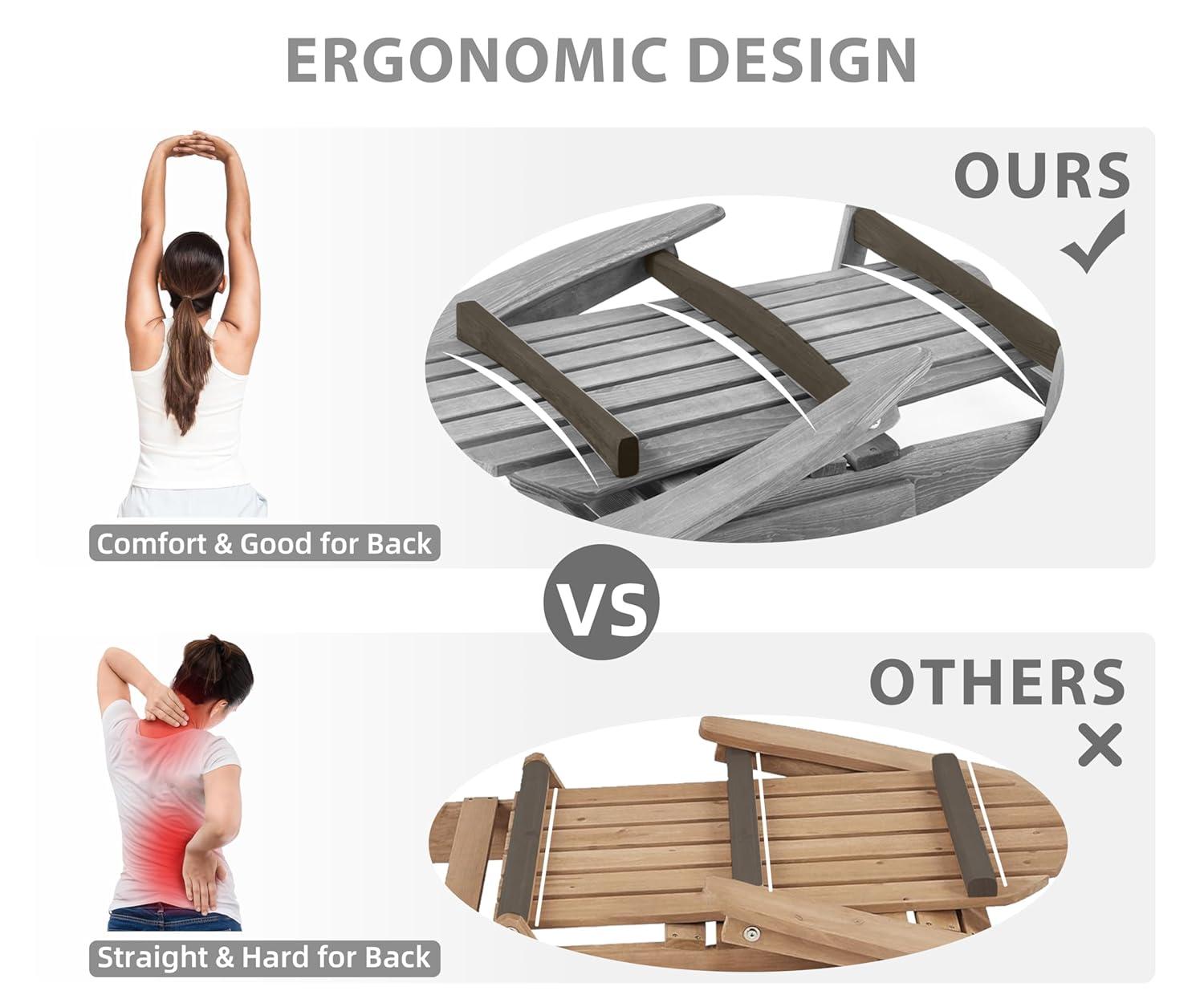 Wooden Folding Adirondack Chair, Half Pre-Assembled Wood Patio Lounge Chair for Outdoor Garden Backyard Porch Pool Deck Firepit